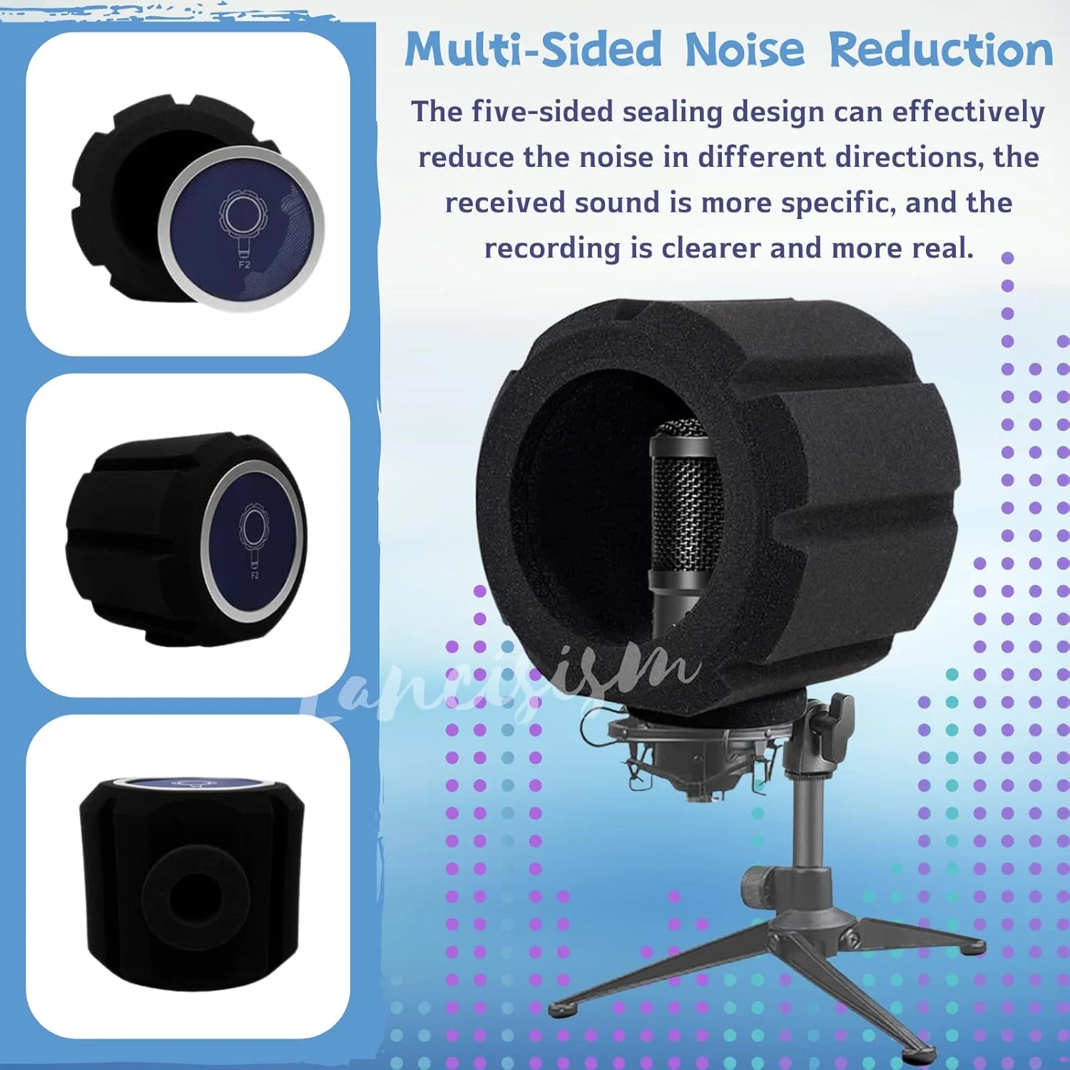 فیلتر پاپ میکروفون Lancisism، محافظ باد حرفه ای میکروفون، فیلتر آکوستیک ضخیم محافظ باد برای میکروفون های استودیو ضبط 45 تا 60 میلی متری، فوم جاذب صدا که نویز و انعکاسات را کاهش می دهد فیلتر پاپ میکروفون Lancisism، محافظ باد حرفه ای میکروفون، فیلتر آکوستیک ضخیم محافظ باد برای میکروفون های استودیو ضبط 45 تا 60 میلی متری، فوم جاذب صدا که نویز و انعکاسات را کاهش می دهد