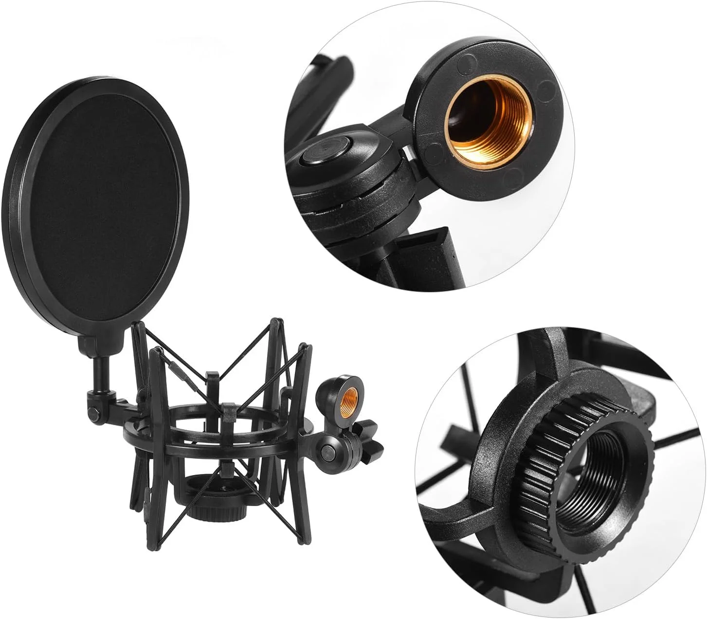 لرزه گیر میکروفون کندانسور پلاستیکی یونیورسال Labymos با فیلتر پاپ برای استودیو موسیقی و پخش آنلاین