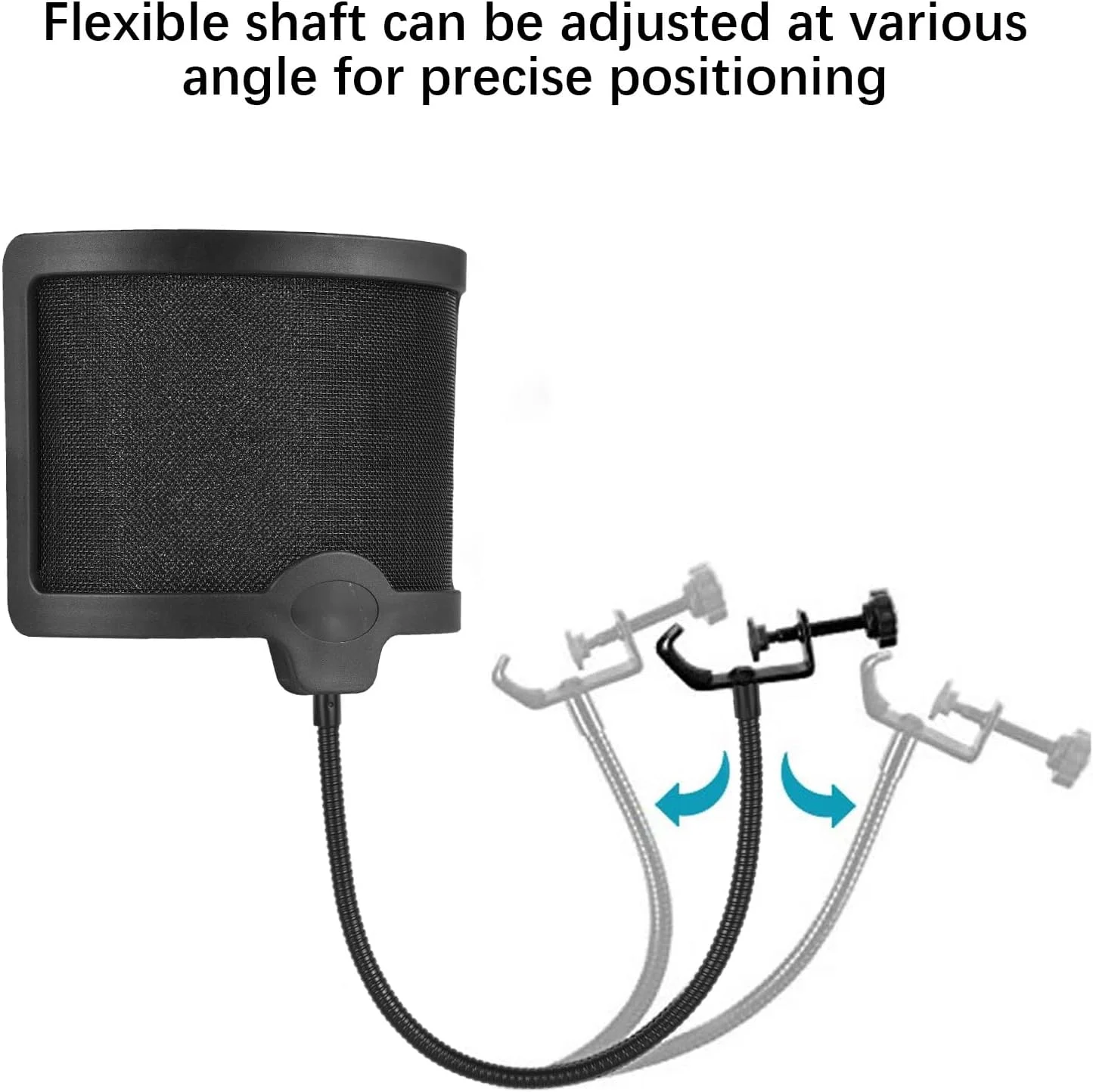 فیلتر پاپ تور U شکل Joleritc با شفت انعطاف پذیر، فیلتر آکوستیک میکروفون، توری ضد نویز باد، محافظ میکروفون استودیویی برای رادیو و وکال