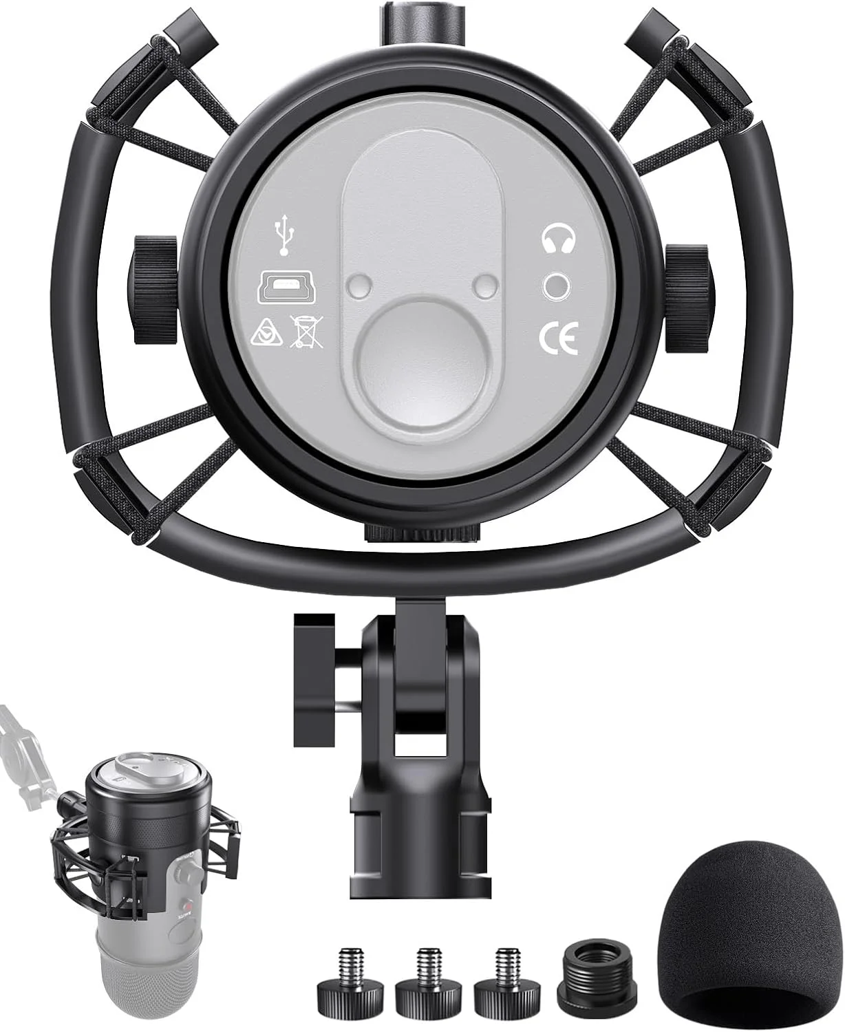 پایه ضد لرزش میکروفون Yeti همراه با پاپ فیلتر، سازگار با میکروفون Blue Yeti و بازویی میکروفون (سازگار با Yeti X نیست) [نسخه سفارشی و ارتقا یافته]