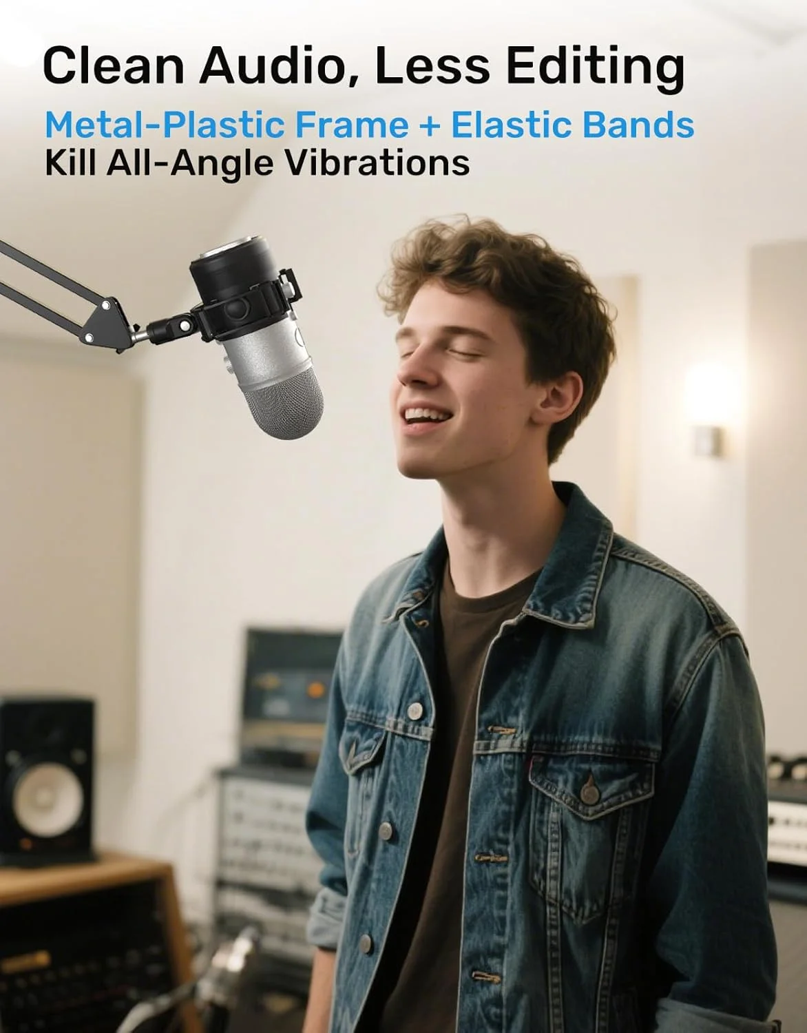 پایه ضد لرزش میکروفون Yeti همراه با پاپ فیلتر، سازگار با میکروفون Blue Yeti و بازویی میکروفون (سازگار با Yeti X نیست) [نسخه سفارشی و ارتقا یافته]