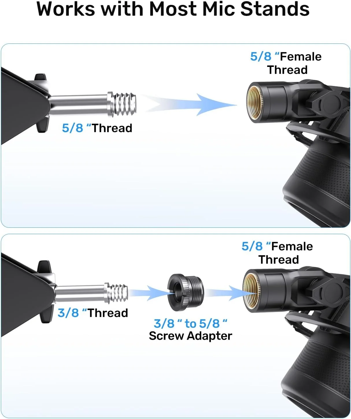 پایه ضد لرزش میکروفون Yeti همراه با پاپ فیلتر، سازگار با میکروفون Blue Yeti و بازویی میکروفون (سازگار با Yeti X نیست) [نسخه سفارشی و ارتقا یافته]