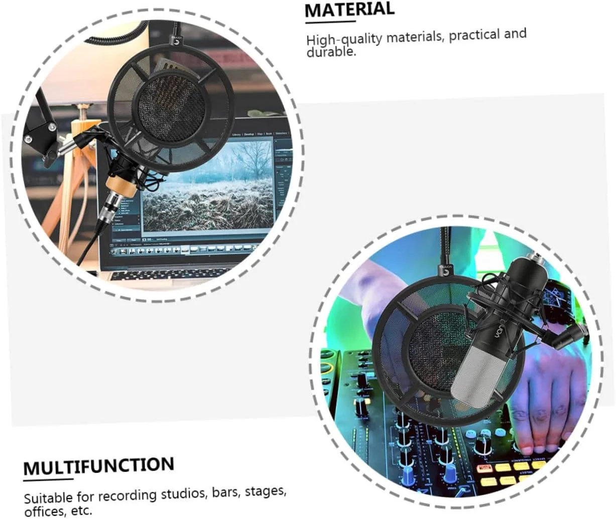 فیلتر پاپ میکروفون انعطاف پذیر ibasenice، فیلتر فلزی میکروفون، صفحه نمایش میکروفون ضبط، صفحه میکروفون قابل حمل، روکش میکروفون استیل