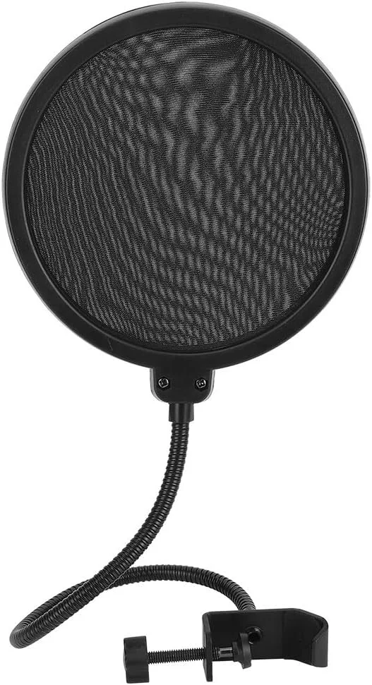 پاپ فیلتر میکروفون، محافظ بادگیر استودیویی یونیورسال میکروفون با گیره قابل تنظیم انعطاف پذیر