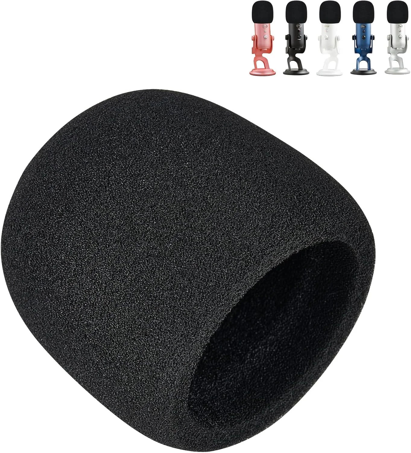 فیلتر پاپ برای میکروفون Blue Yeti، بادگیر خزدار میکروفون، روکش فوم میکروفون (فوم مشکی)