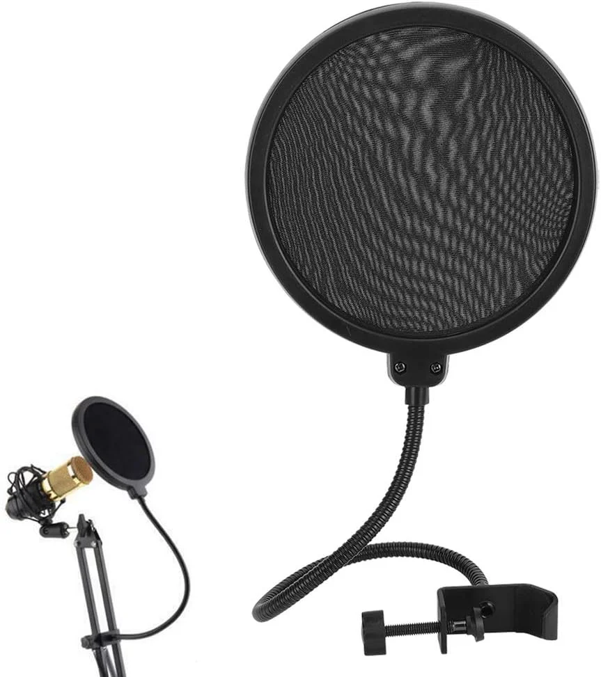پاپ فیلتر میکروفون، محافظ بادگیر استودیویی یونیورسال میکروفون با گیره قابل تنظیم انعطاف پذیر پاپ فیلتر میکروفون، محافظ بادگیر استودیویی یونیورسال میکروفون با گیره قابل تنظیم انعطاف پذیر