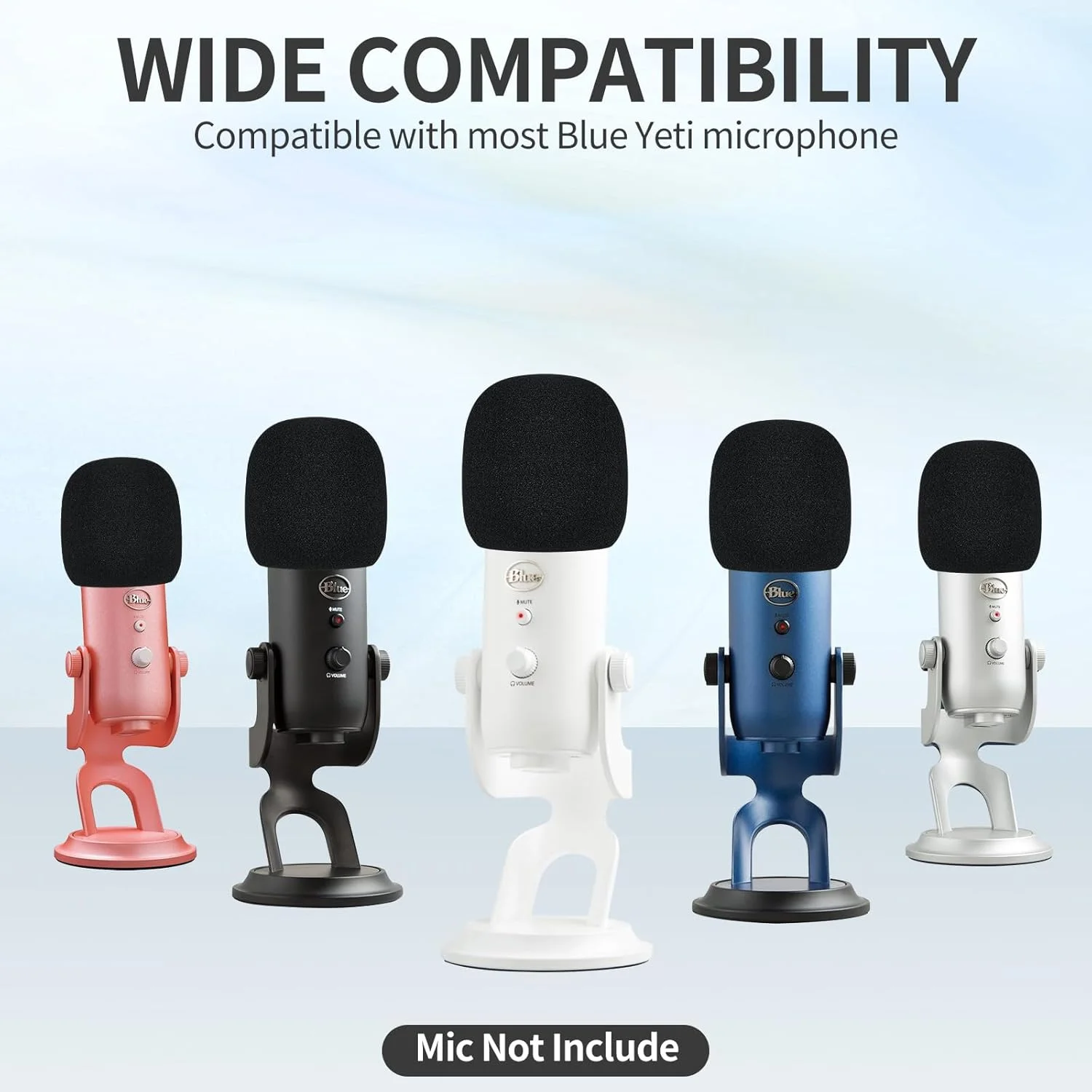 فیلتر پاپ برای میکروفون Blue Yeti، بادگیر خزدار میکروفون، روکش فوم میکروفون (فوم مشکی)