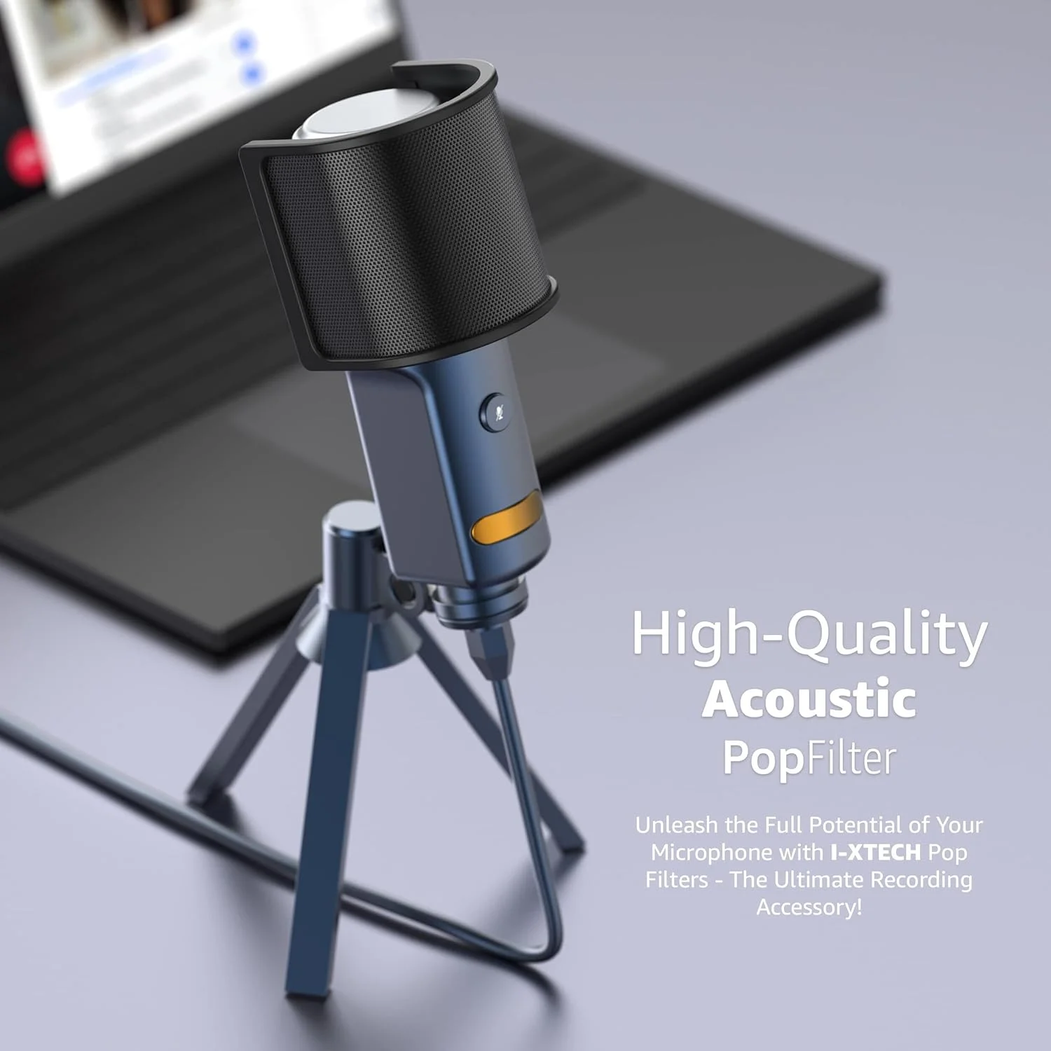 فیلتر پاپ Fawoonu، [سه لایه ارتقا یافته] توری فلزی و فوم و لایه اتامین فیلتر پاپ میکروفون، روکش بادگیر میکروفون، محافظ میکروفون دستی برای آواز، ویدیوهای یوتیوب، استریم