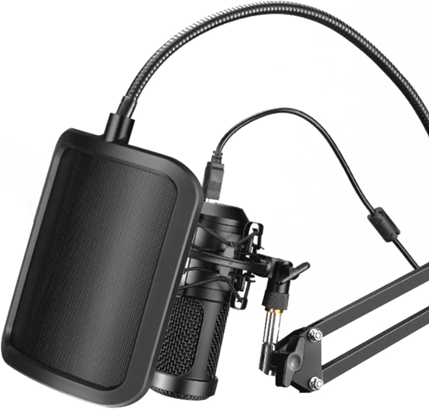 پاپ فیلتر میکروفون با صفحه توری فلزی، محافظ پاپ میکروفون جمع و جور و محافظ باد برای ضبط صدای وکال، پاپ فیلتر توری فلزی پاپ فیلتر میکروفون با صفحه توری فلزی، محافظ پاپ میکروفون جمع و جور و محافظ باد برای ضبط صدای وکال، پاپ فیلتر توری فلزی