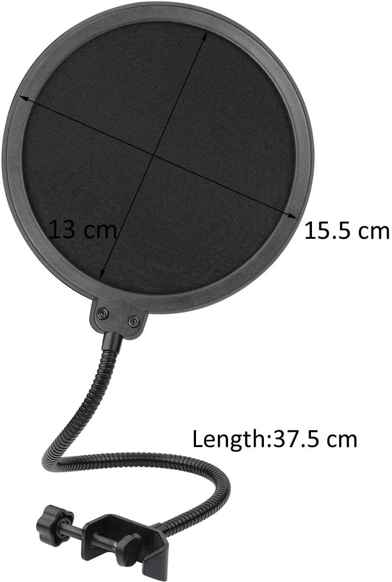 فیلتر پاپ میکروفون، محافظ سپر صوتی دو لایه چرخان مشکی