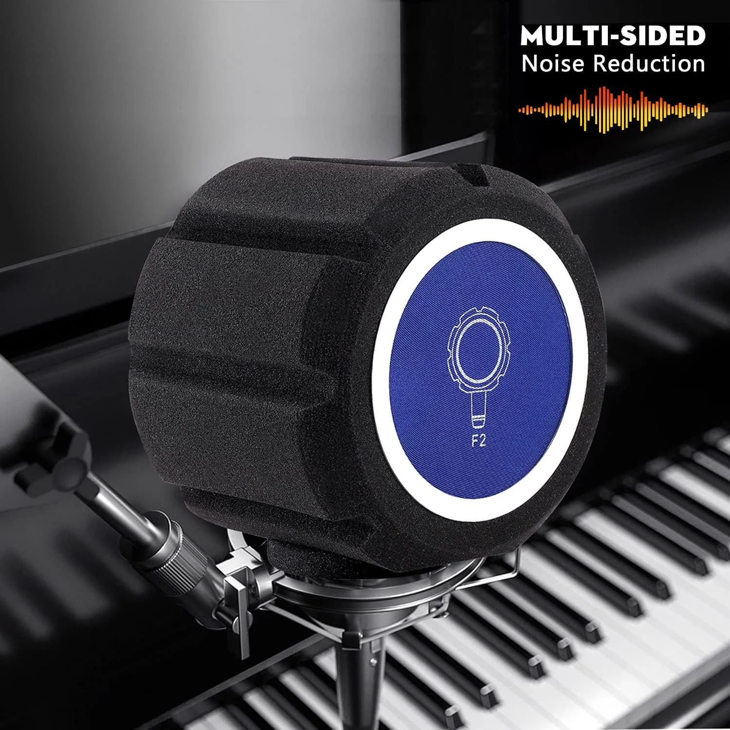 فیلتر پاپ فوم سپر باد میکروفون Facmogu، فیلتر آکوستیک برای میکروفون های استودیو ضبط، فوم جاذب صدا نویز را کاهش می دهد