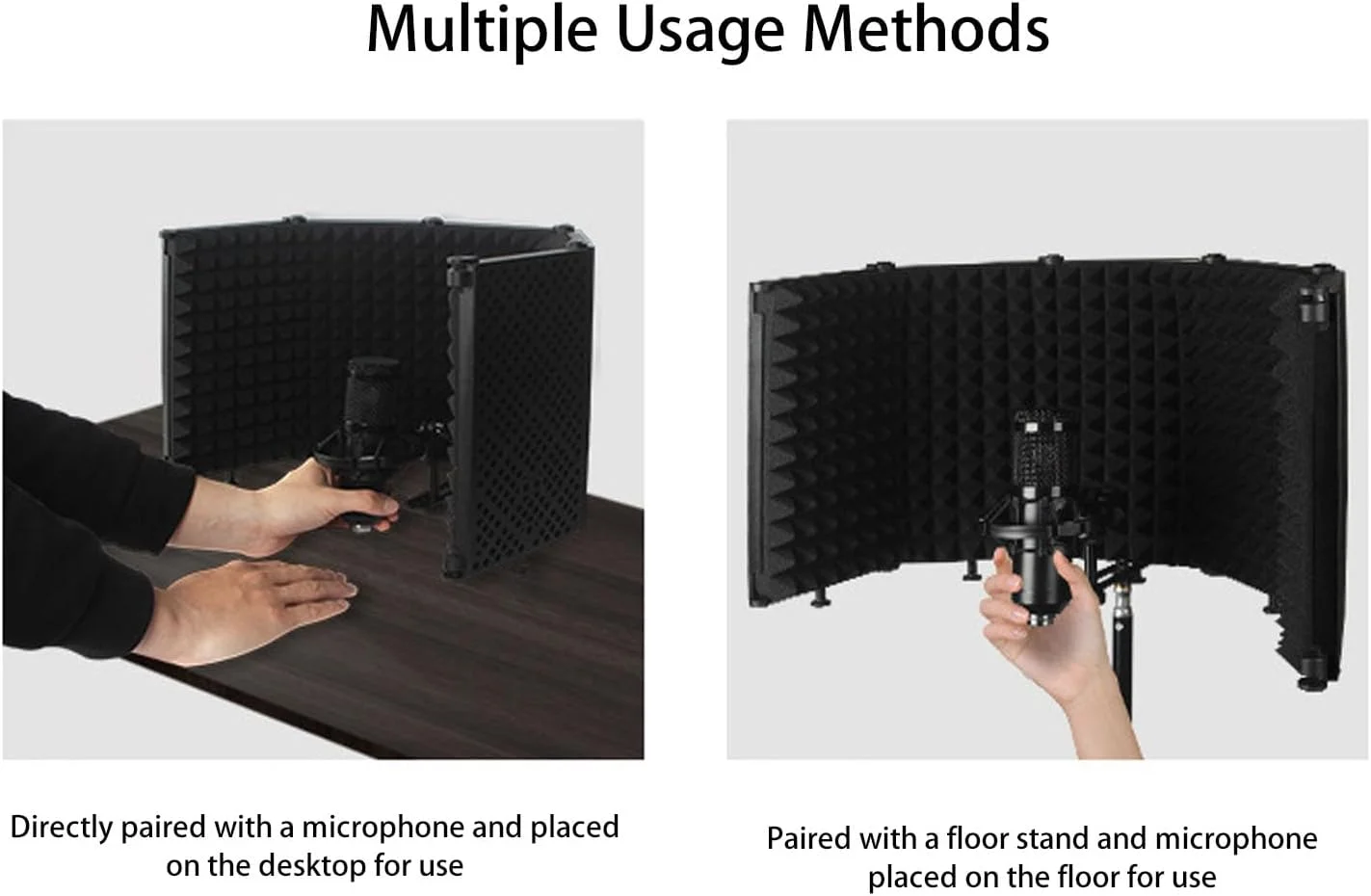 Eujgoov محافظ میکروفون تاشو استودیویی با فیلتر پاپ، لرزه گیر و پایه سه پایه