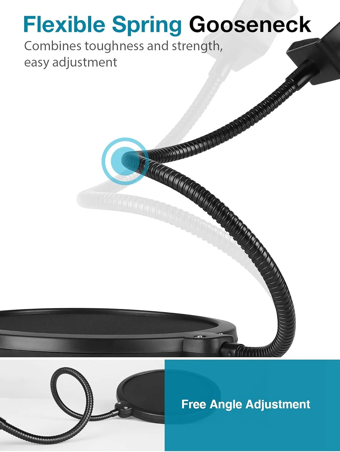 فیلتر پاپ میکروفون InnoGear، محافظ لایه ای تقویت شده با بازوی تثبیت کننده گیره گردن غازی انعطاف پذیر