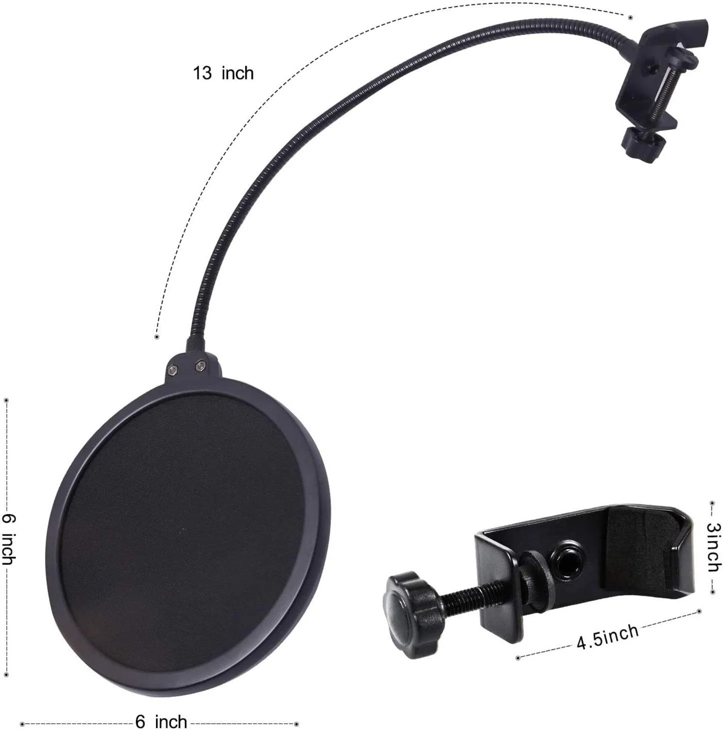 پاپ فیلتر میکروفون Fawoonu با پایه گردان و محافظ دو لایه صدا، جایگزینی برای Blue Yeti