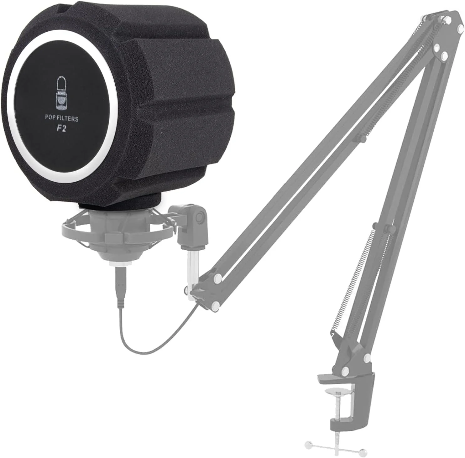 فیلتر پاپ فوم محافظ میکروفون Facmogu، فیلتر آکوستیک برای میکروفون های استودیویی ضبط صدا، فوم جاذب صدا کاهش دهنده نویز - مشکی