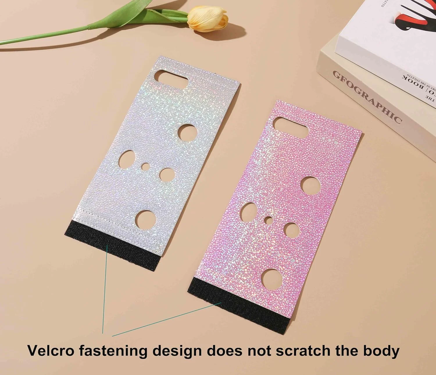 فیلتر پاپ آبی یتی درخشان - طراحی بند چسبی زیبا، روکش الماس براق سازگار با میکروفون های آبی یتی (نقره ای) (صورتی درخشان)