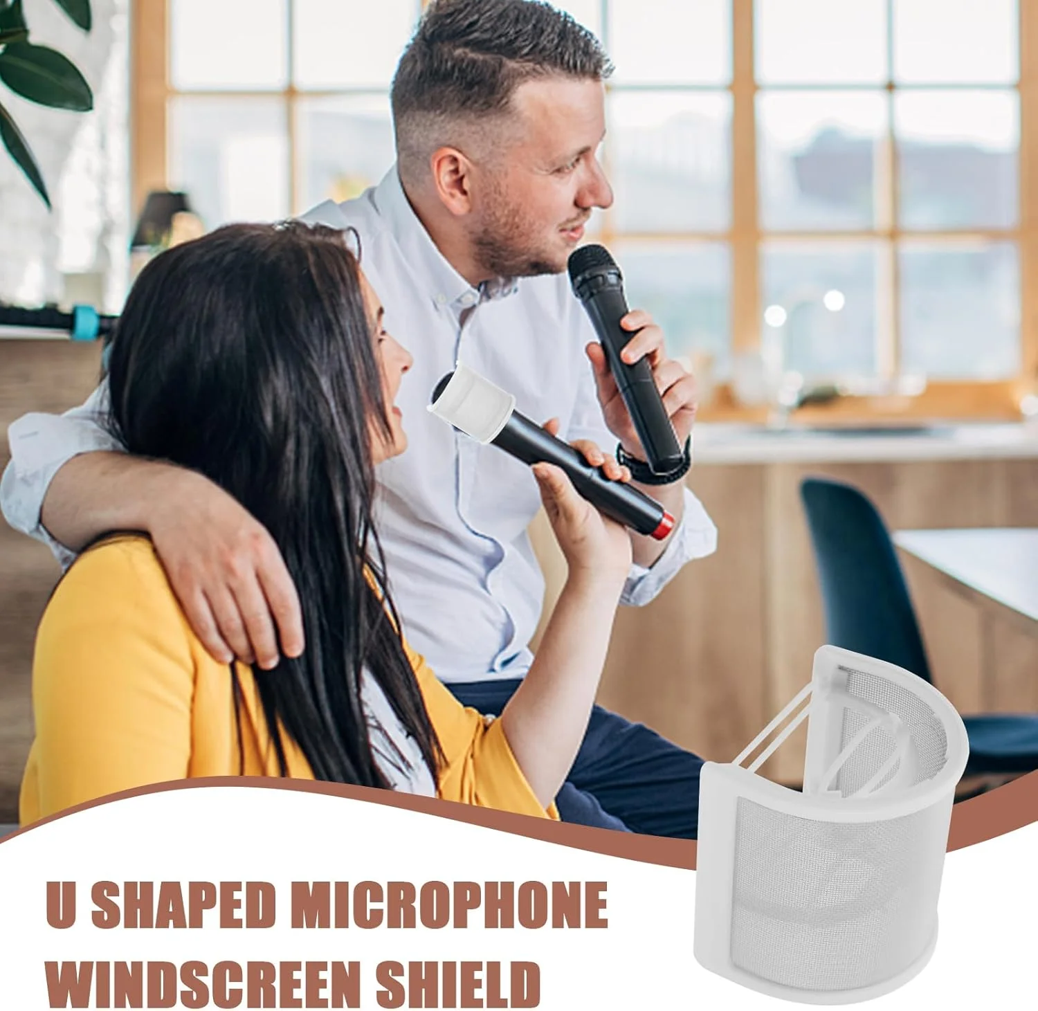 DOITOOL فیلتر پاپ میکروفون U شکل، محافظ پاپ میکروفون برای میکروفون، ضد لایه، فیلتر پاپ پخش، پوشش قابل تنظیم برای استودیو ضبط، فلزی، سفید، دستی