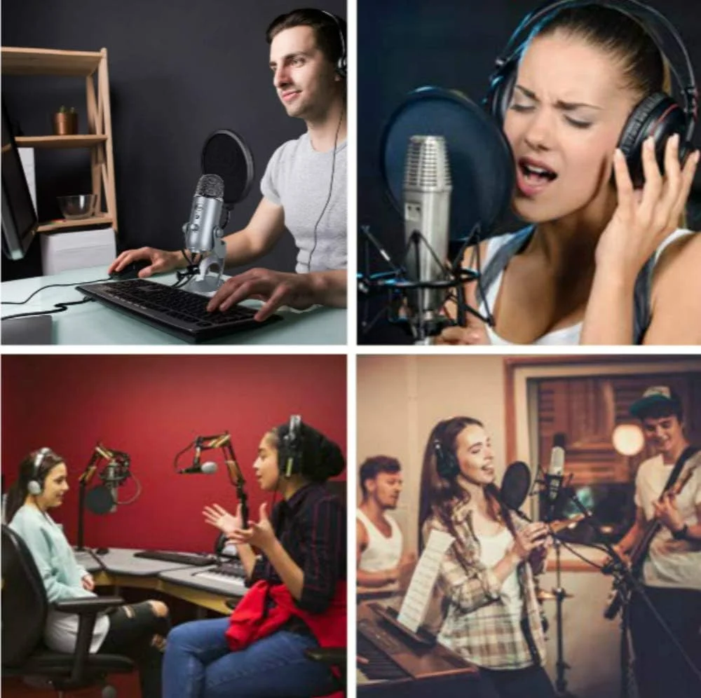 فیلتر پاپ میکروفون برای بلو یتی و هر میکروفون دیگر، صفحه پاپ دولایه ضد باد با گردن غازی انعطاف پذیر 360 درجه و بازوی تثبیت کننده گیره از Earamble