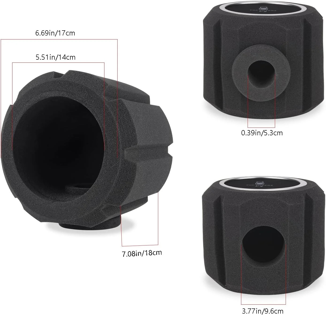 فیلتر پاپ فوم محافظ میکروفون Facmogu، فیلتر آکوستیک برای میکروفون های استودیویی ضبط صدا، فوم جاذب صدا کاهش دهنده نویز - مشکی