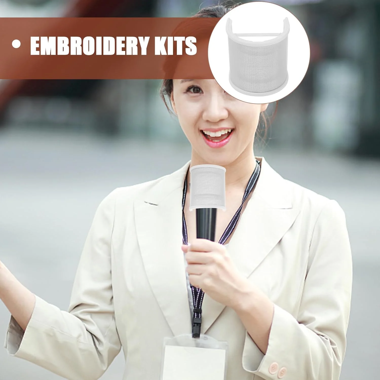 DOITOOL فیلتر پاپ میکروفون U شکل، محافظ پاپ میکروفون برای میکروفون، ضد لایه، فیلتر پاپ پخش، پوشش قابل تنظیم برای استودیو ضبط، فلزی، سفید، دستی