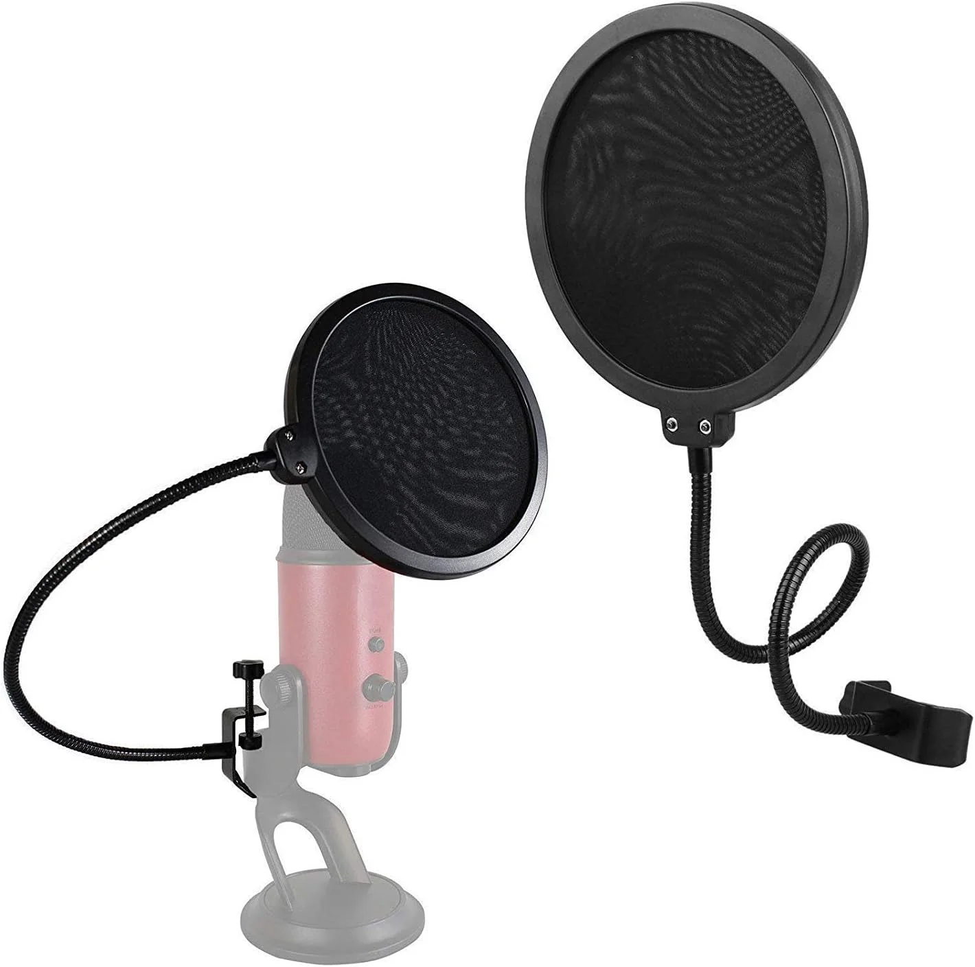 دستگاه فیلتر پاپ استودیویی دو لایه حرفه ای URBAN INFOTECH با گردن غازی و گیره قابل تنظیم برای میکروفون کندانسور، نگهدارنده گردن غازی انعطاف پذیر 360 درجه (6 اینچ)