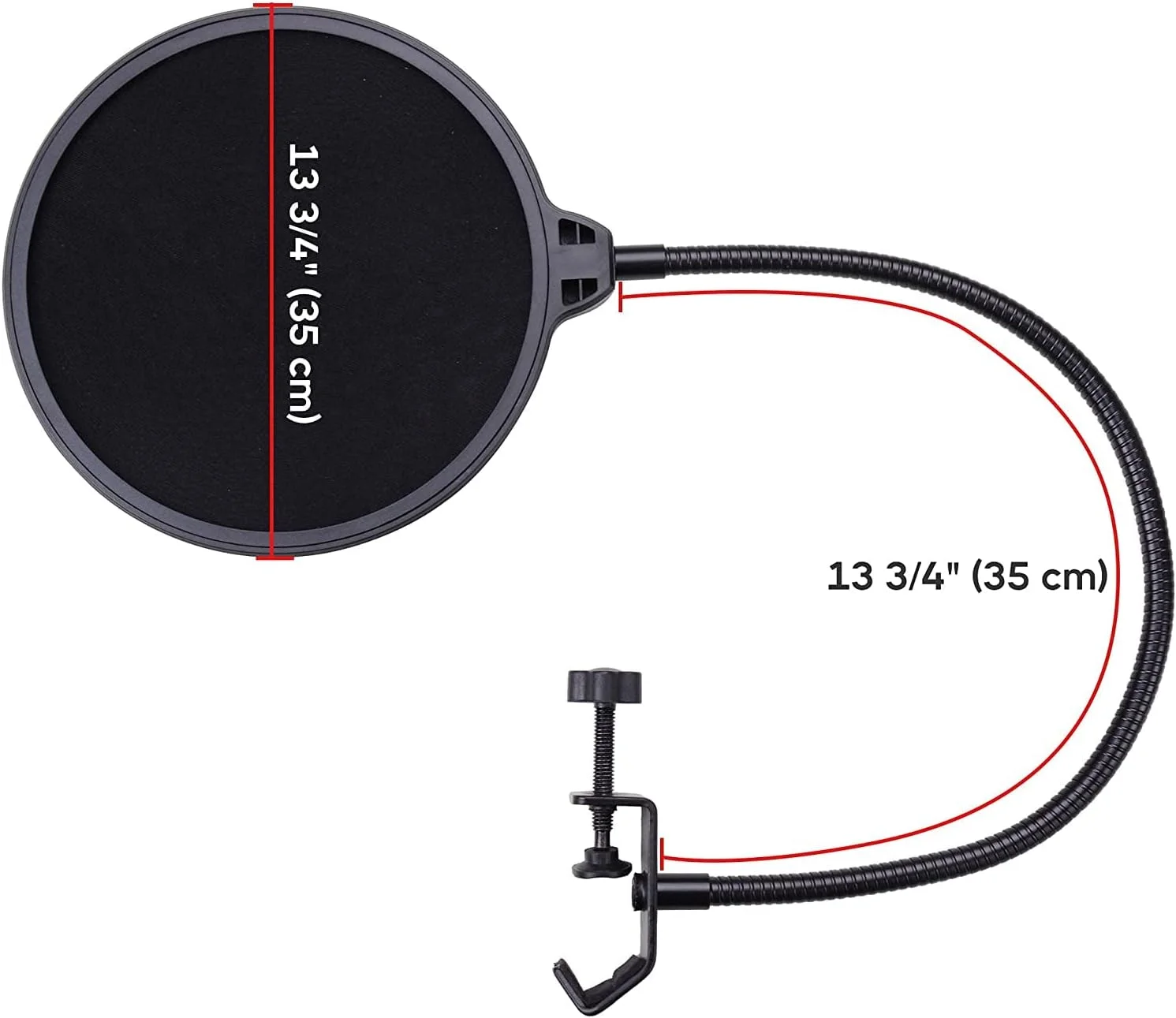 فیلتر پاپ میکروفون DEVICE OF URBAN INFOTECH برای میکروفون خازنی، ماسک محافظ باد دولایه انعطاف پذیر 360 درجه با نصب سریع روی گیره