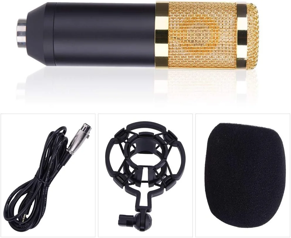 کیت میکروفون کاندنسر، کیت میکروفون استودیویی BM800 به همراه پایه بازویی، پاپ فیلتر و فوم
