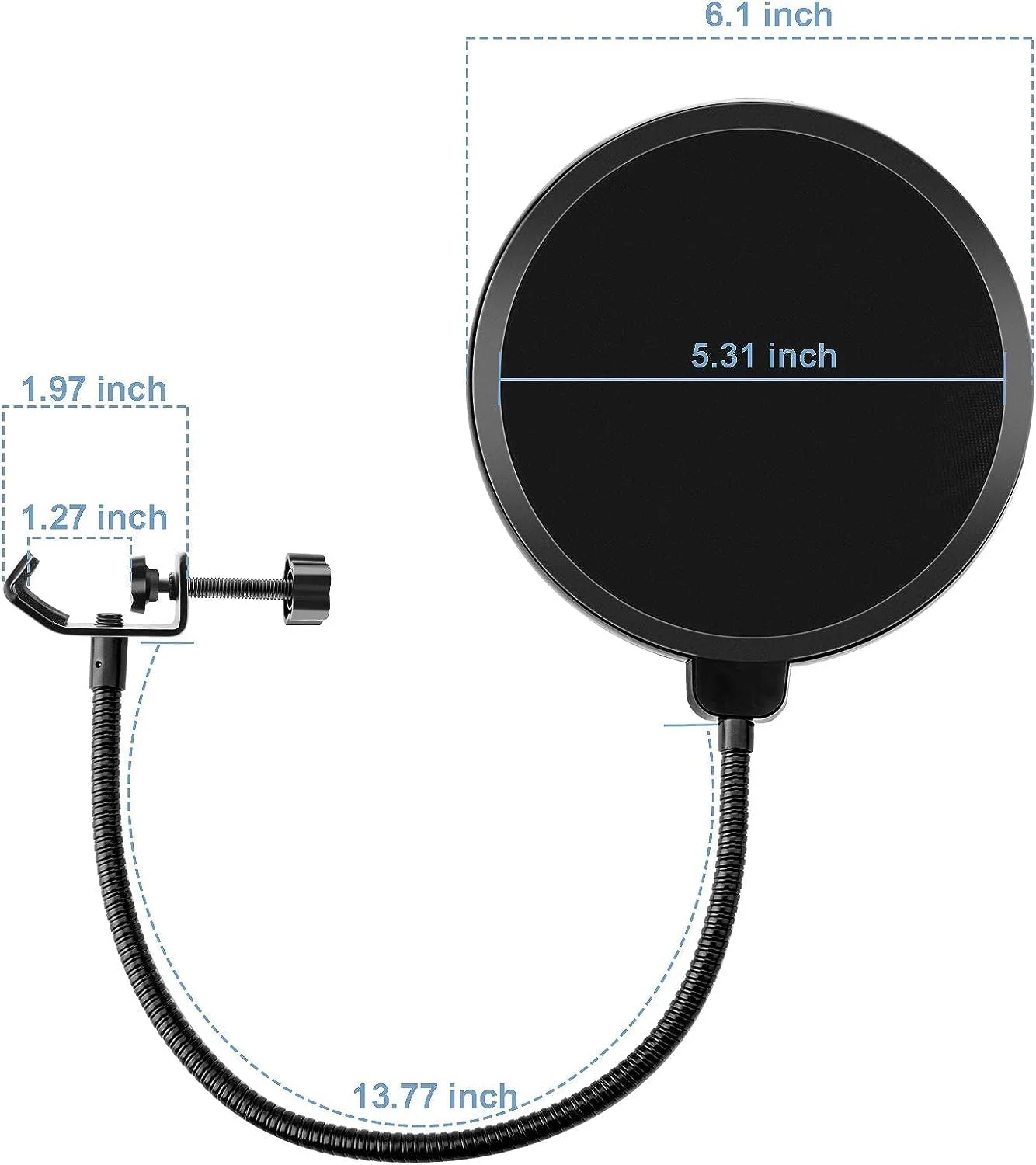 فیلتر پاپ جدید برای میکروفون استودیویی با محافظ باد و نگهدارنده گردن غازی فلزی (مشکی) (فیلتر پاپ جدید) فیلتر پاپ جدید برای میکروفون استودیویی با محافظ باد و نگهدارنده گردن غازی فلزی (مشکی) (فیلتر پاپ جدید)