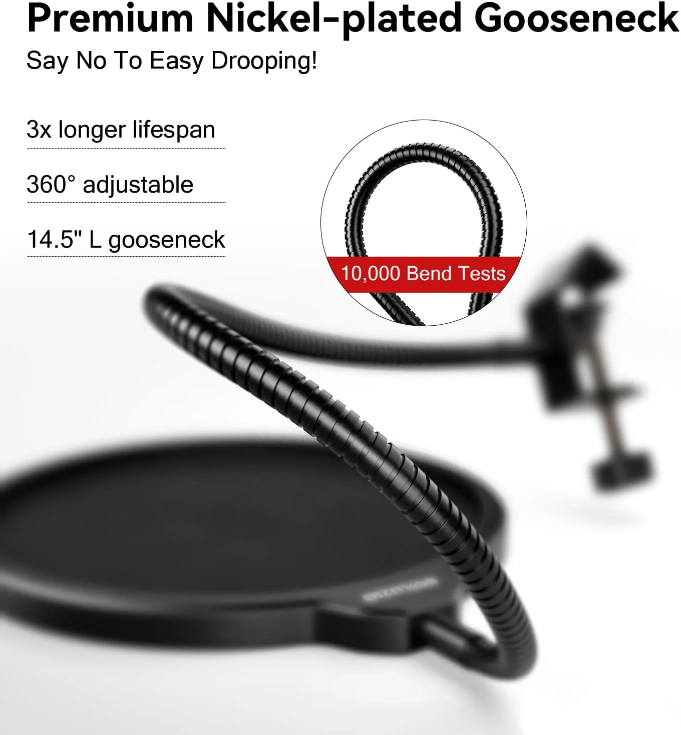 فیلتر پاپ میکروفون ممتاز - محافظ صدای حرفه ای با پایه گردن غازی انعطاف پذیر برای ضبط صدای بهبود یافته، سازگار با میکروفون های مختلف