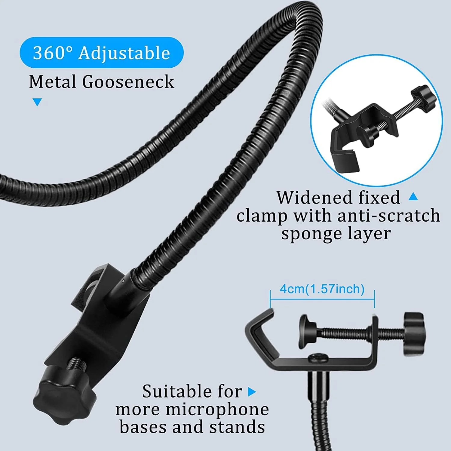 پایه میکروفون حرفه ای به همراه گیره و فیلتر پاپ برای ضبط صدا در استودیو و جلسات (مشکی درجه یک، فیلتر پاپ مربعی) پایه میکروفون حرفه ای به همراه گیره و فیلتر پاپ برای ضبط صدا در استودیو و جلسات (مشکی درجه یک، فیلتر پاپ مربعی)