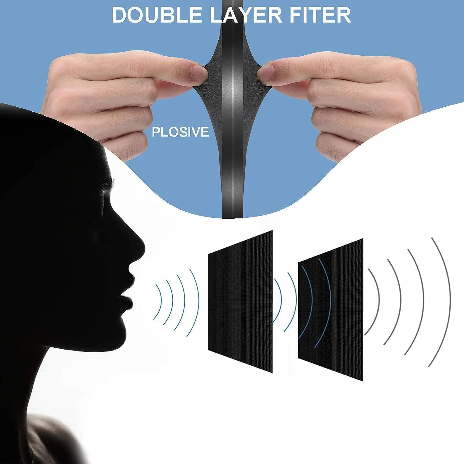 فیلتر پاپ جدید برای میکروفون استودیویی با محافظ باد و نگهدارنده گردن غازی فلزی (مشکی) (فیلتر پاپ جدید) فیلتر پاپ جدید برای میکروفون استودیویی با محافظ باد و نگهدارنده گردن غازی فلزی (مشکی) (فیلتر پاپ جدید)