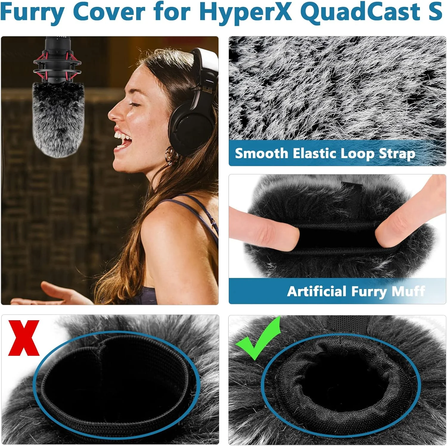 فیلتر پاپ ChromLives برای Hyperx Quadcast، فیلتر پاپ میکروفون Quadcast S مدل 3 در 1 + بادگیر خزدار + روکش میکروفون فومی برای میکروفون Hyperx، مجموعه فیلتر پاپ QuadCast کاهش نویز حرفه ای، بسته ترکیبی 3 عددی