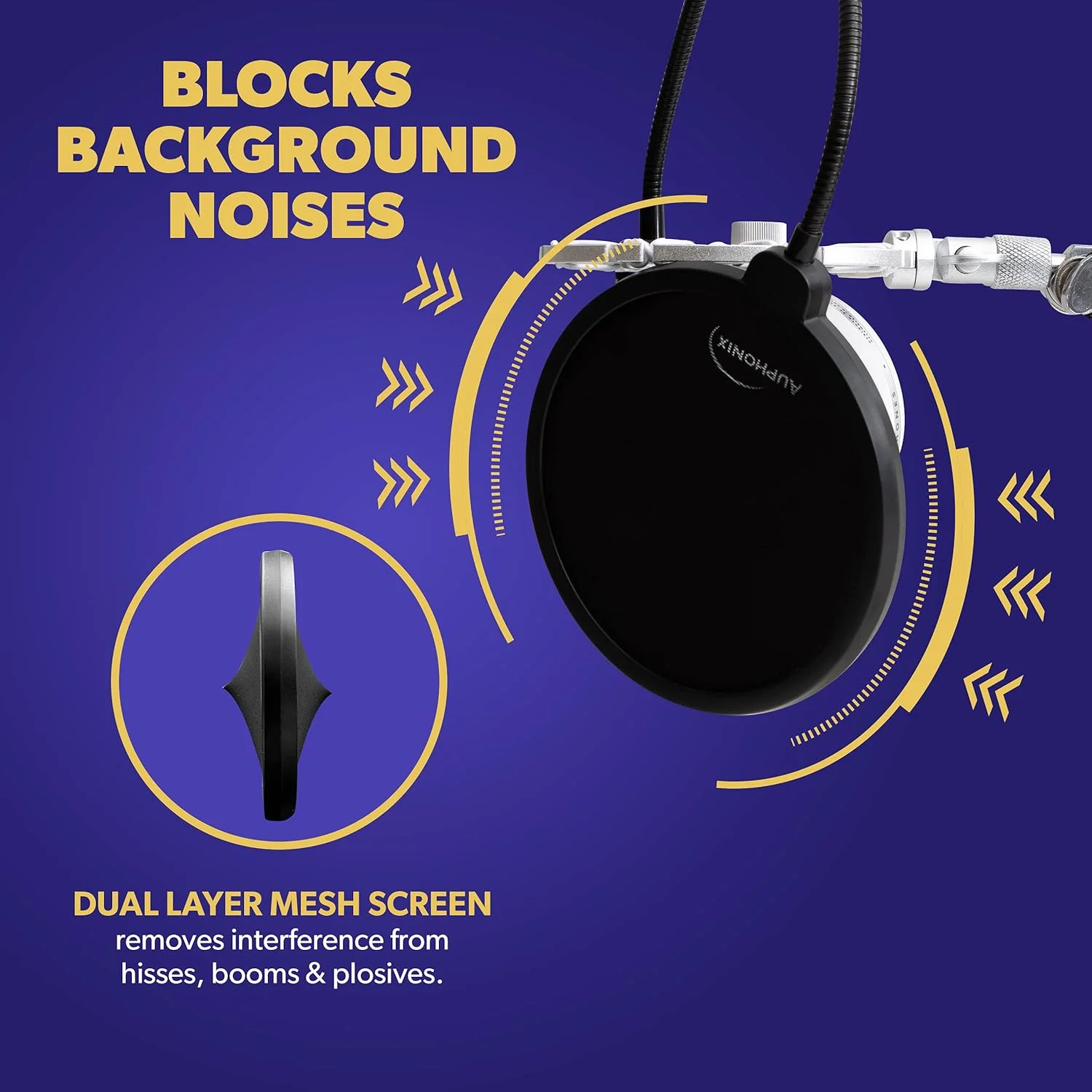 پاپ فیلتر میکروفون (MPF-1) با قطر 6 اینچ و صفحه فیلتر توری دوتایی