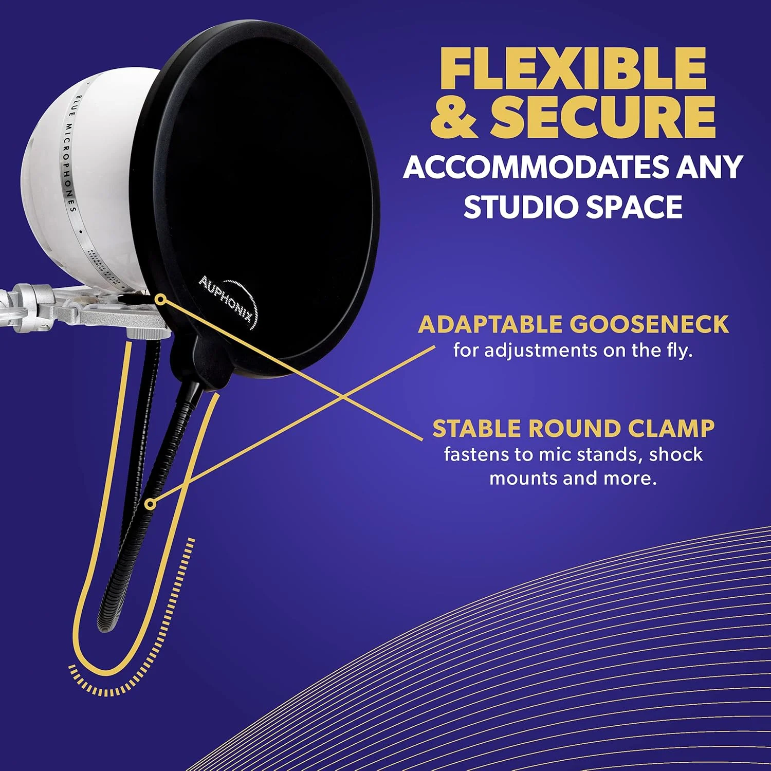 پاپ فیلتر میکروفون (MPF-1) با قطر 6 اینچ و صفحه فیلتر توری دوتایی