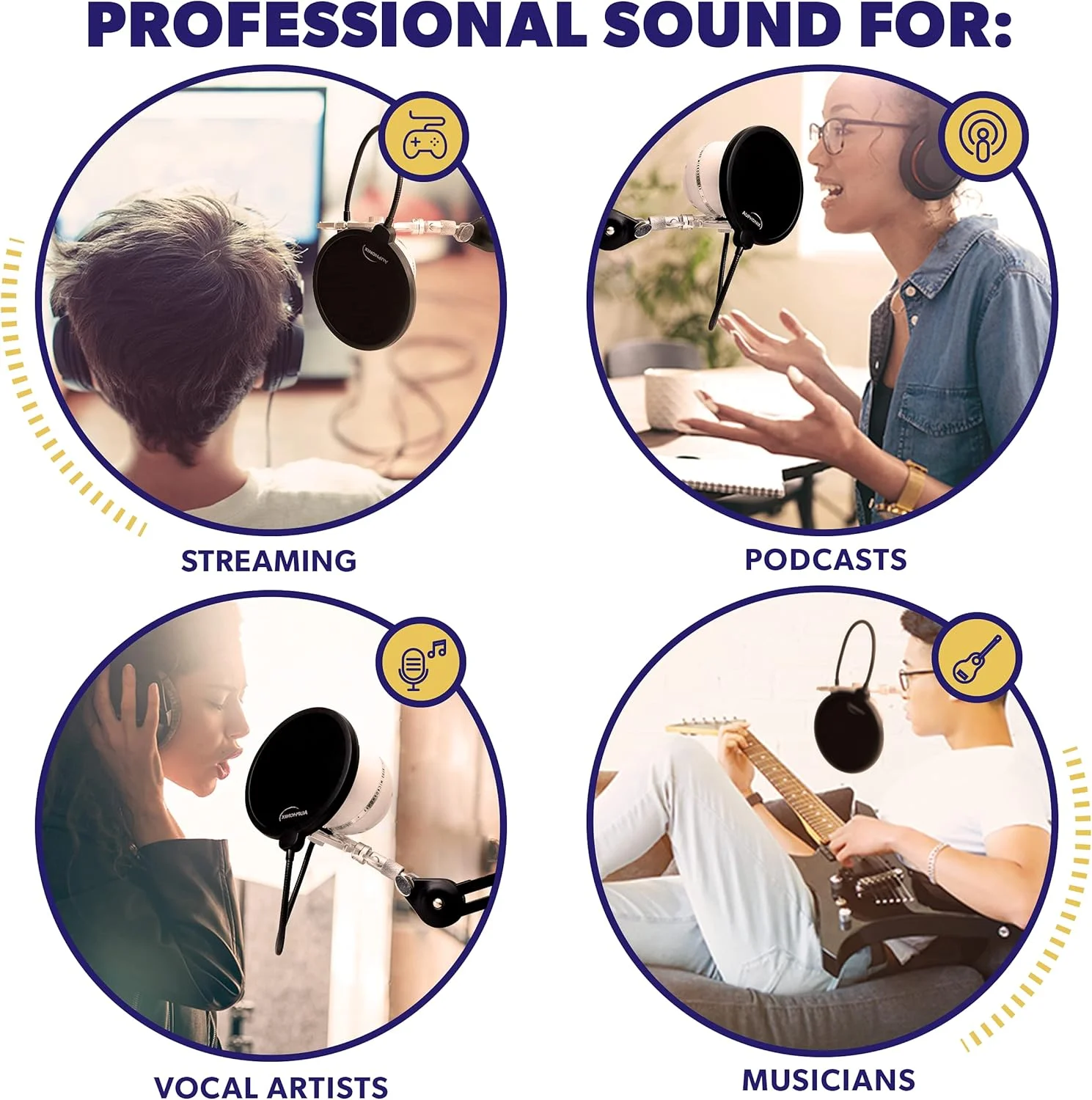 پاپ فیلتر میکروفون (MPF-1) با قطر 6 اینچ و صفحه فیلتر توری دوتایی