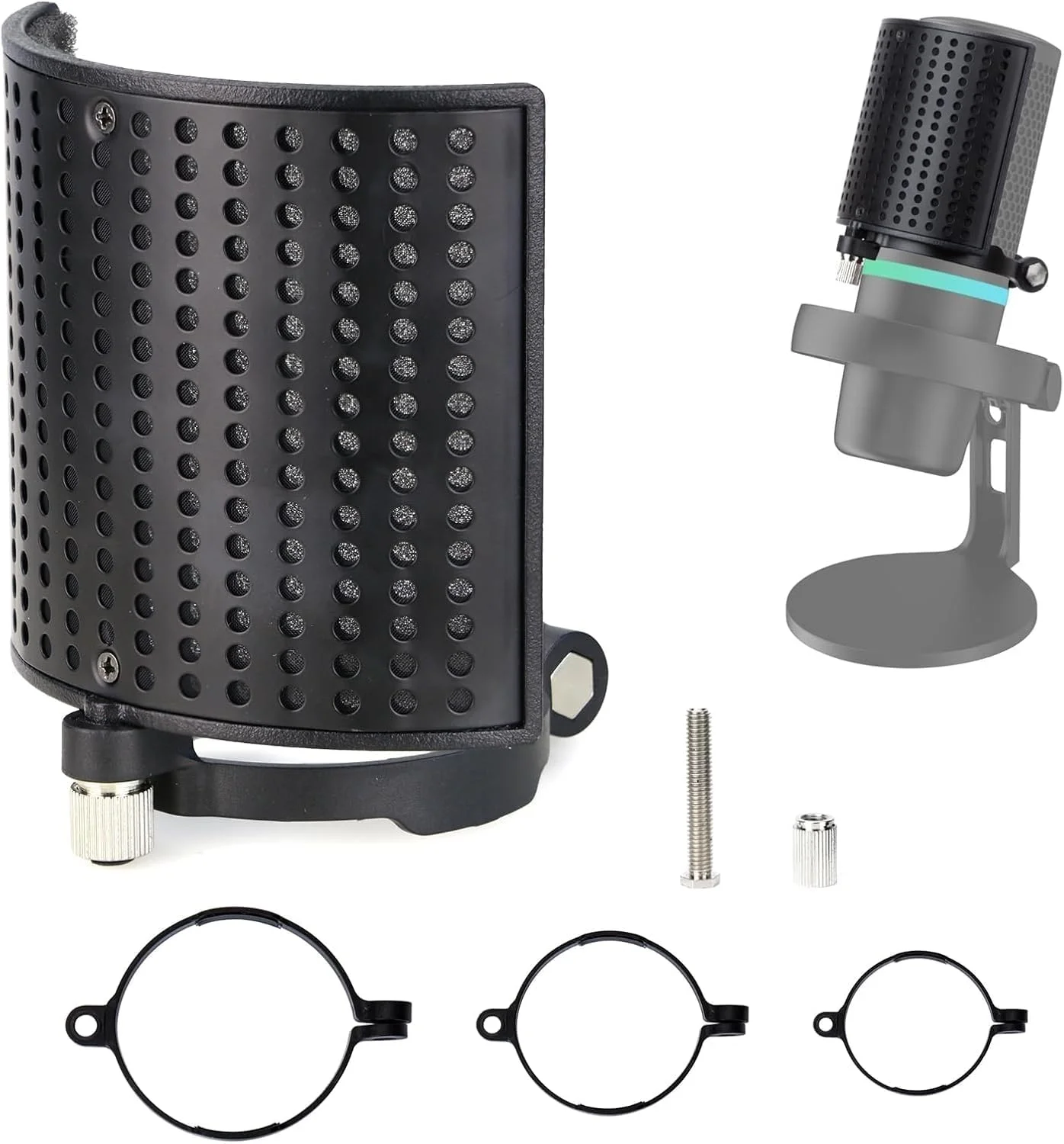 فیلتر پاپ میکروفون Azonee DuoCast، سه لایه ارتقا یافته، برای میکروفون گیمینگ کندانسور DuoCast، سازگار با میکروفون Duo Cast