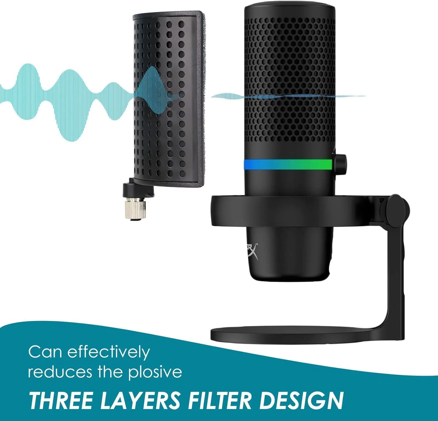 فیلتر پاپ میکروفون Azonee DuoCast، سه لایه ارتقا یافته، برای میکروفون گیمینگ کندانسور DuoCast، سازگار با میکروفون Duo Cast
