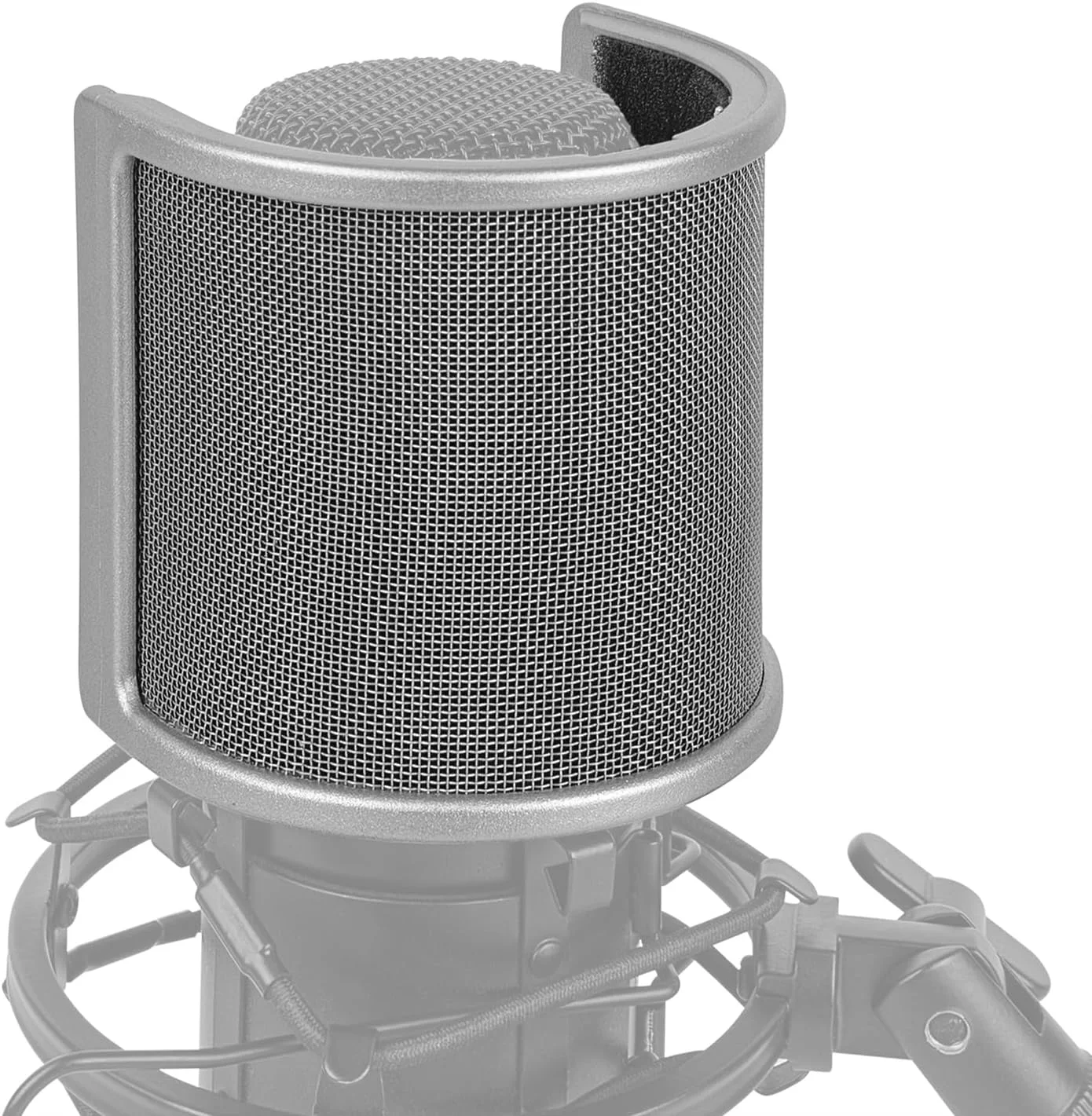 فیلتر پاپ فلزی میکروفون Geekria for Creators، روکش بادگیر با توری فلزی و فیلتر فوم، ماسک ضد پاپ سازگار با Audio-Technica AT2020, FIFINE K669B, Rode NT-USB (سایز S/نقره ای)