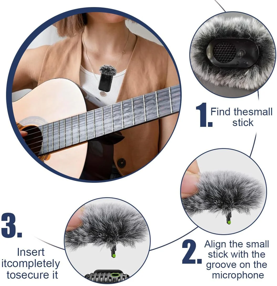 بسته 2 عددی محافظ باد میکروفون برای DJI Mic 2، 2 عدد خز بادگیر پاپ فیلتر سازگار با DJI Mic 2، عایق صدای فیلتر باد حرفه ای در فضای باز