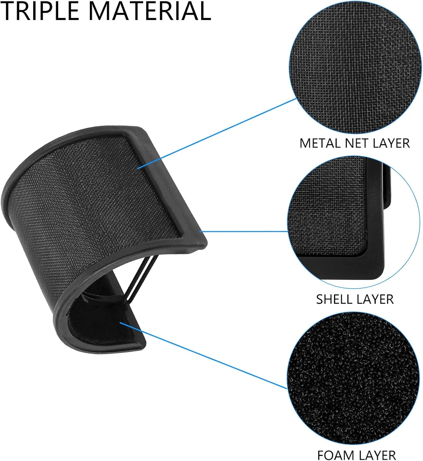 فیلتر پاپ فلزی میکروفون Geekria for Creators، روکش بادگیر با توری فلزی و فیلتر فوم، ماسک ضد پاپ سازگار با FIFINE K669B, K683A, MXL 770, Audio-Technica AT2020 (سایز S)