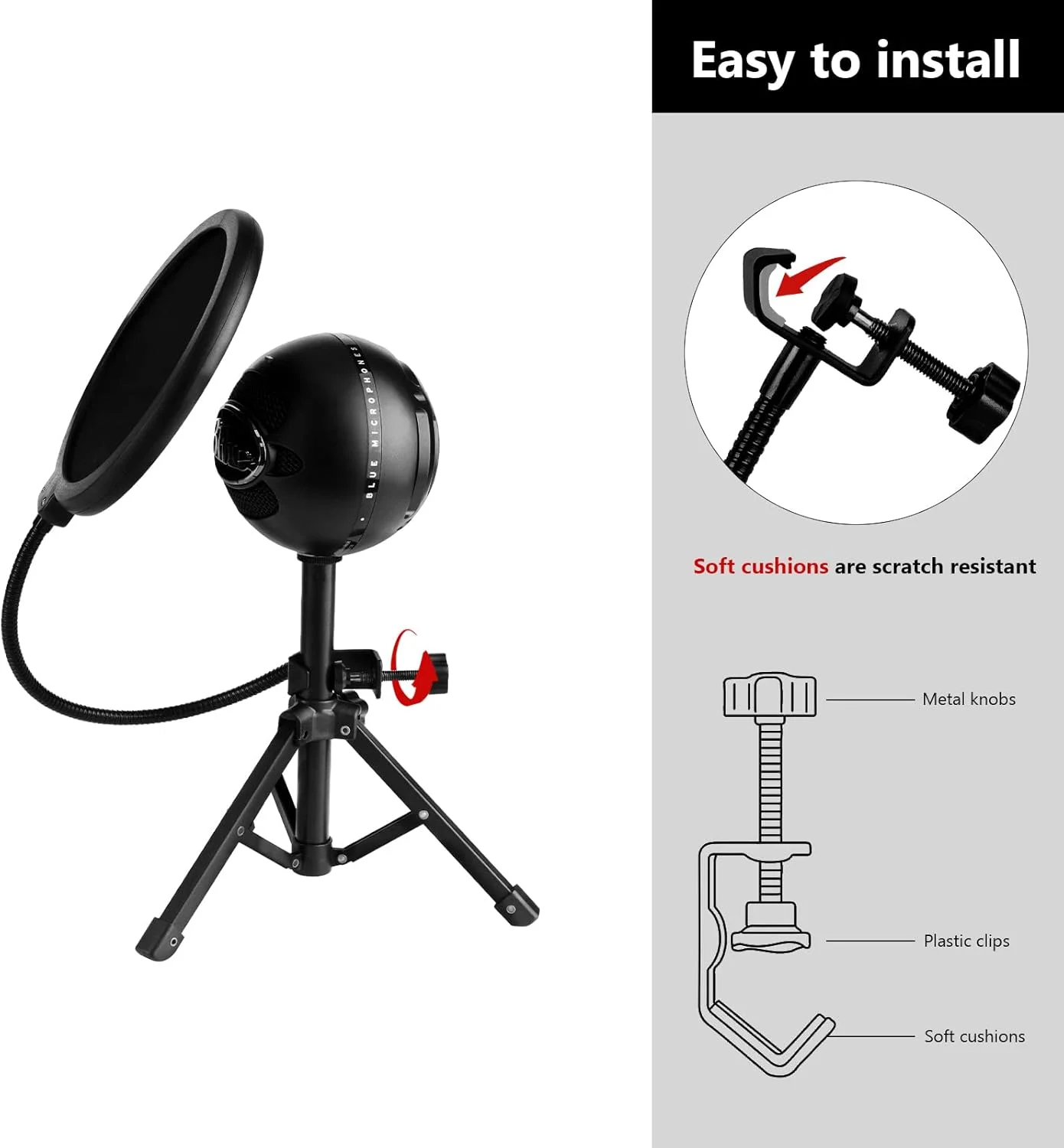 فیلتر پاپ میکروفون Geekria for Creators سازگار با Blue Yeti X، Yeti Pro، Yeti Nano، Snowball ICE، Snowball، شیلد فیلتر میکروفون، محافظ پاپ باد، ماسک آنتی پاپ با گیره C فیلتر پاپ میکروفون Geekria for Creators سازگار با Blue Yeti X، Yeti Pro، Yeti Nano، Snowball ICE، Snowball، شیلد فیلتر میکروفون، محافظ پاپ باد، ماسک آنتی پاپ با گیره C