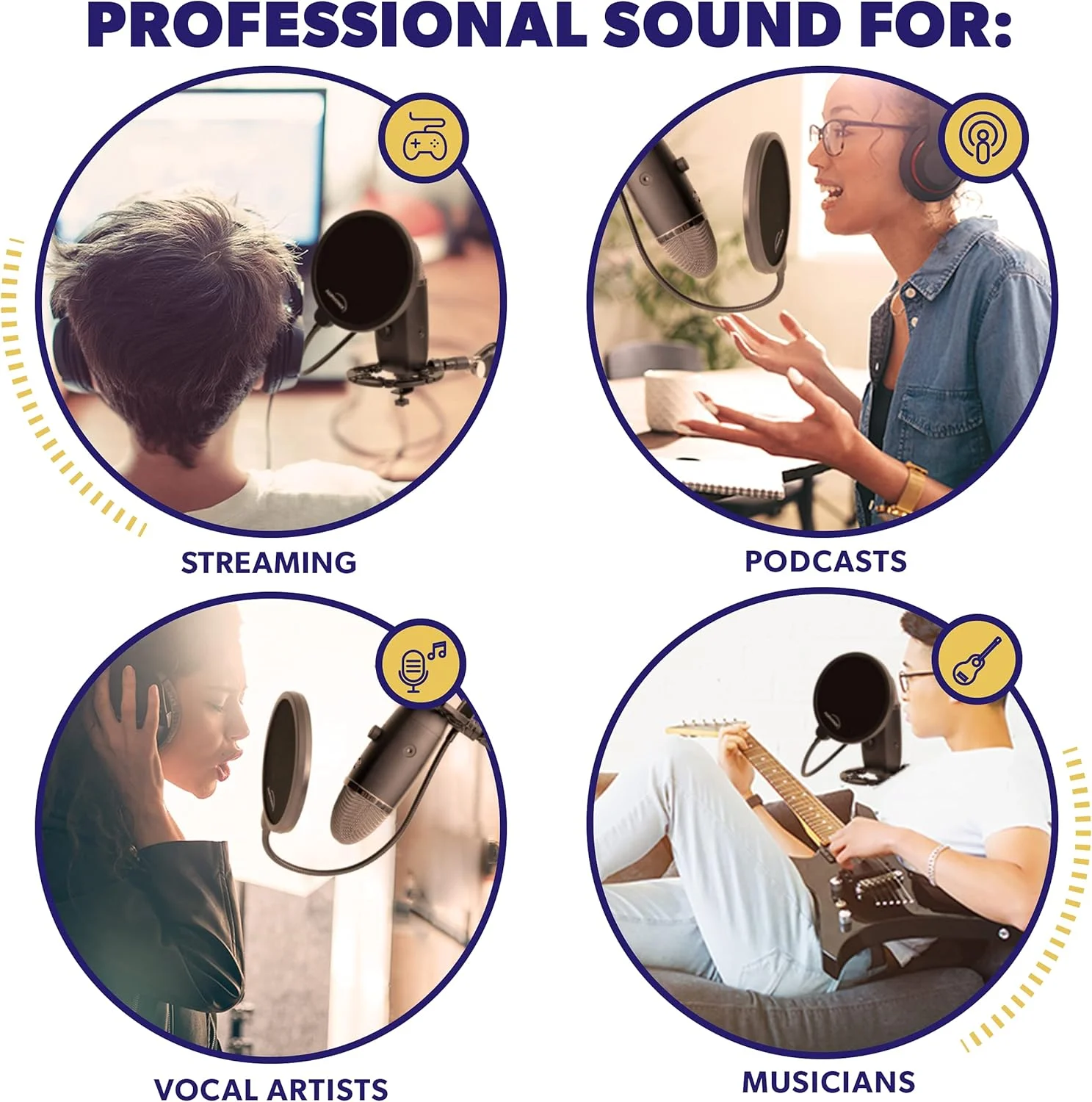 فیلتر پاپ برای میکروفون Blue Yeti - 6 اینچ - حذف صدای ناهنجار ناشی از برخورد صداهای 'ب' و 'پ' به میکروفون