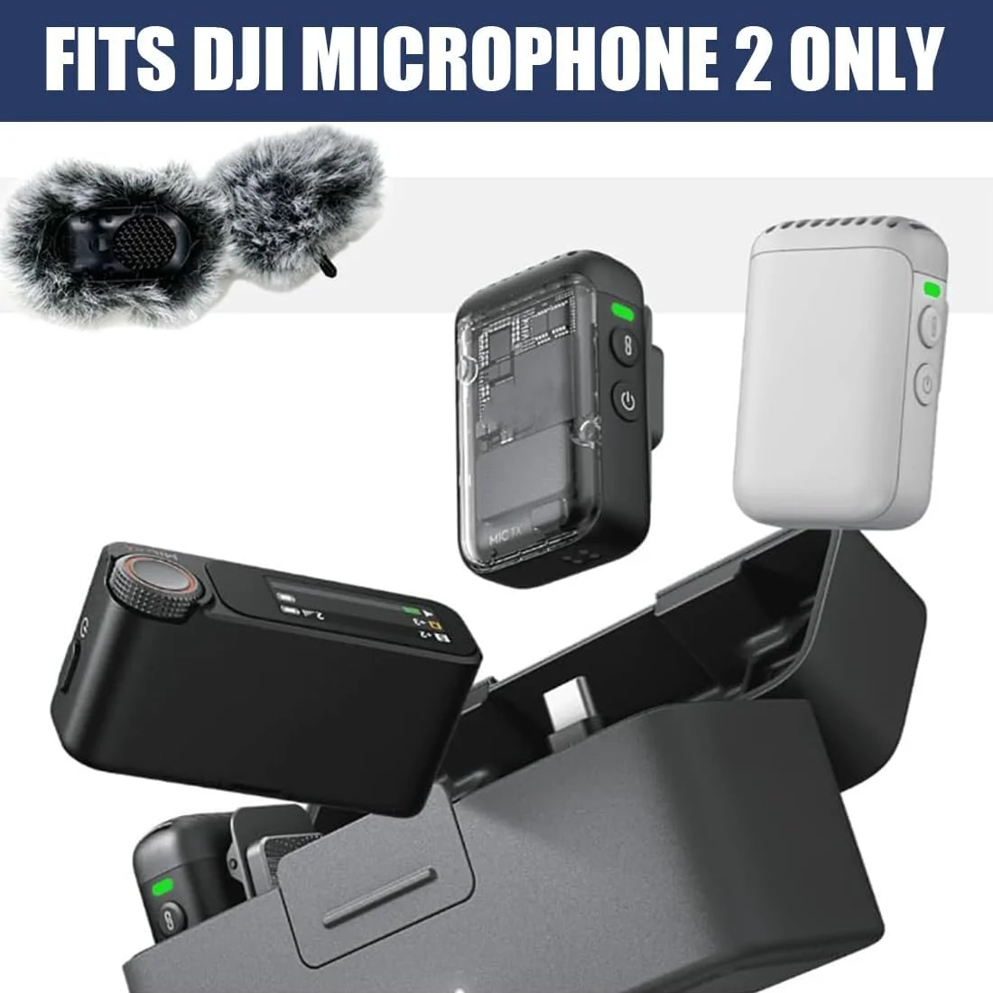 بسته 2 عددی محافظ باد میکروفون برای DJI Mic 2، 2 عدد خز بادگیر پاپ فیلتر سازگار با DJI Mic 2، عایق صدای فیلتر باد حرفه ای در فضای باز
