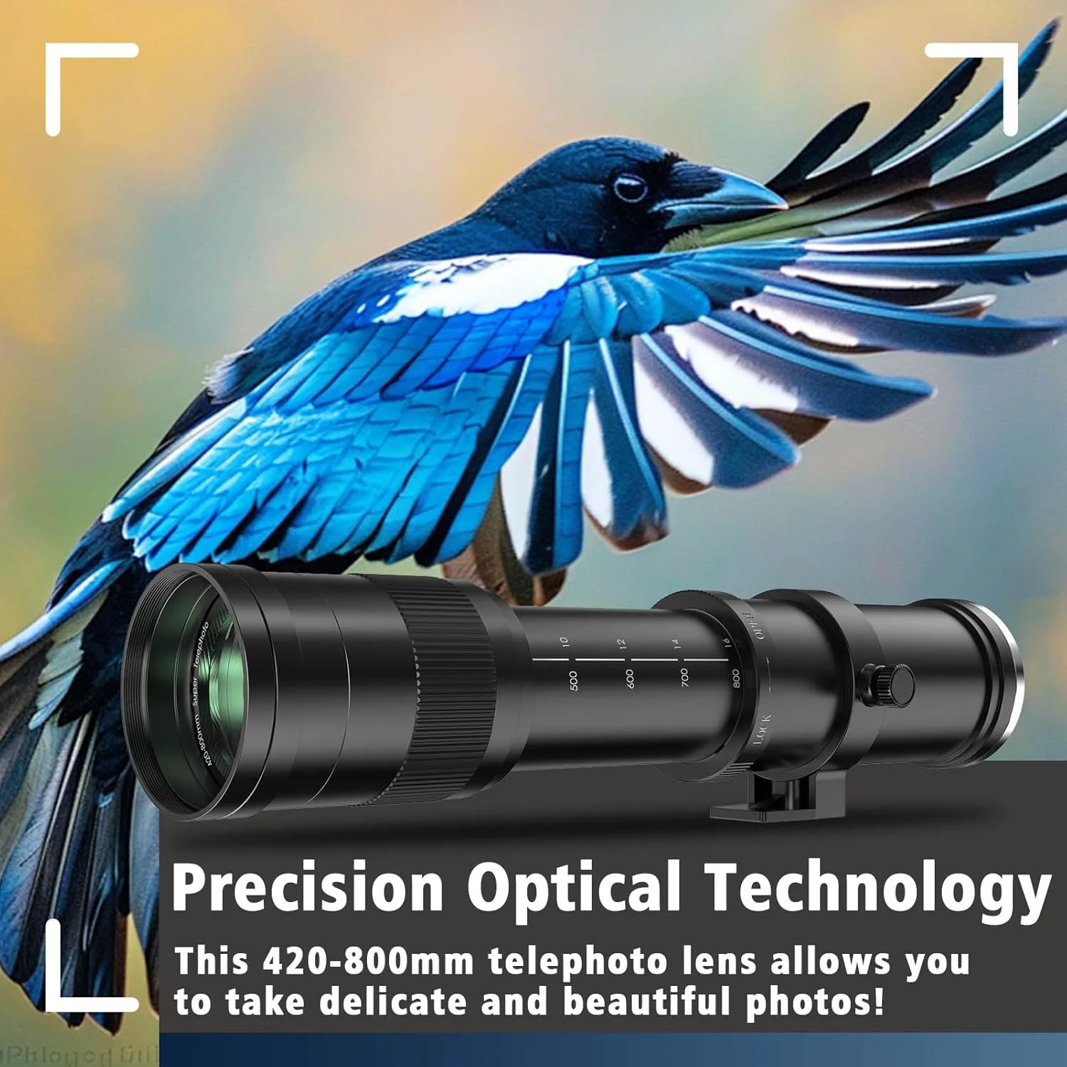 لنز زوم تله فوتو 420-800 میلیمتری F8.3 (MF) برای دوربینهای DSLR کانن EOS Rebel T8i/T7i/T7/T6i/T5/T3i/T2i/XSi/SL3/SL2/T100/90D/80D/70D/50D/5D Mark IV/6D II/7D II/1D X III II - فوکوس دستی (مشکی) لنز زوم تله فوتو 420-800 میلیمتری F8.3 (MF) برای دوربینهای DSLR کانن EOS Rebel T8i/T7i/T7/T6i/T5/T3i/T2i/XSi/SL3/SL2/T100/90D/80D/70D/50D/5D Mark IV/6D II/7D II/1D X III II - فوکوس دستی (مشکی)