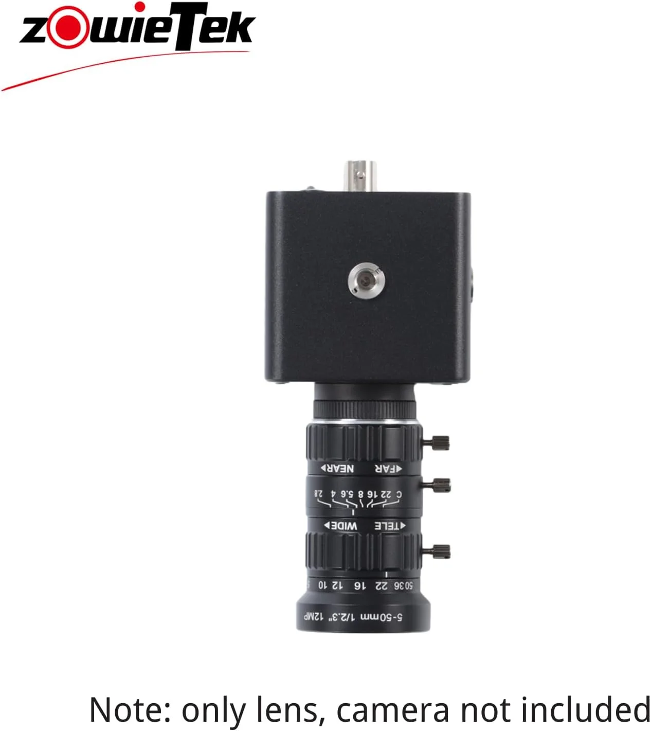 لنز زوم 5-50 میلی‌متری Zowietek با مانت C و آداپتور C-CS، برای دوربین Zowietek POV مدل مانت CS و دوربین Raspberry Pi HQ مدل‌های IMX172، IMX274، IMX290، لنز تلسکوپ صنعتی