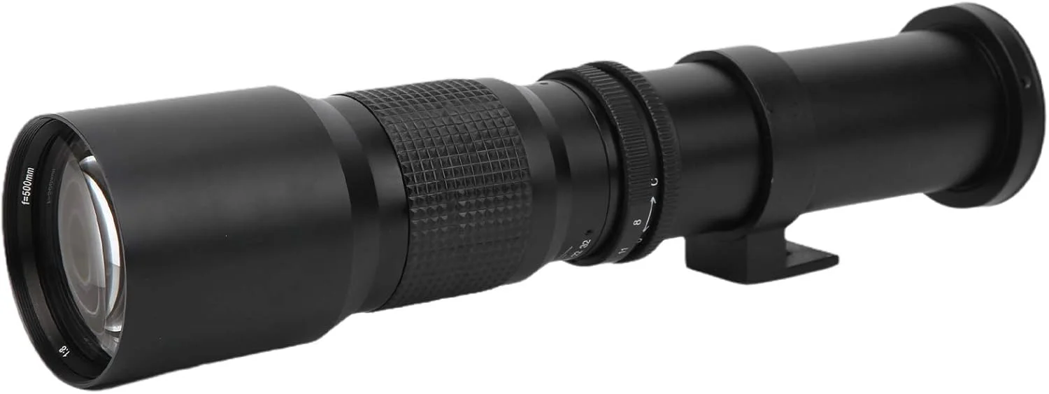 لنز تله فوتو 500 میلیمتری، لنز زوم MF با فوکوس دستی دیافراگم F8-F32 برای دوربینهای SLR با مانت EFS به همراه لنز بزرگنمایی 2X (درب لنز نصب شده)، 2 عدد کیف نگهداری (مشکی) لنز تله فوتو 500 میلیمتری، لنز زوم MF با فوکوس دستی دیافراگم F8-F32 برای دوربینهای SLR با مانت EFS به همراه لنز بزرگنمایی 2X (درب لنز نصب شده)، 2 عدد کیف نگهداری (مشکی)