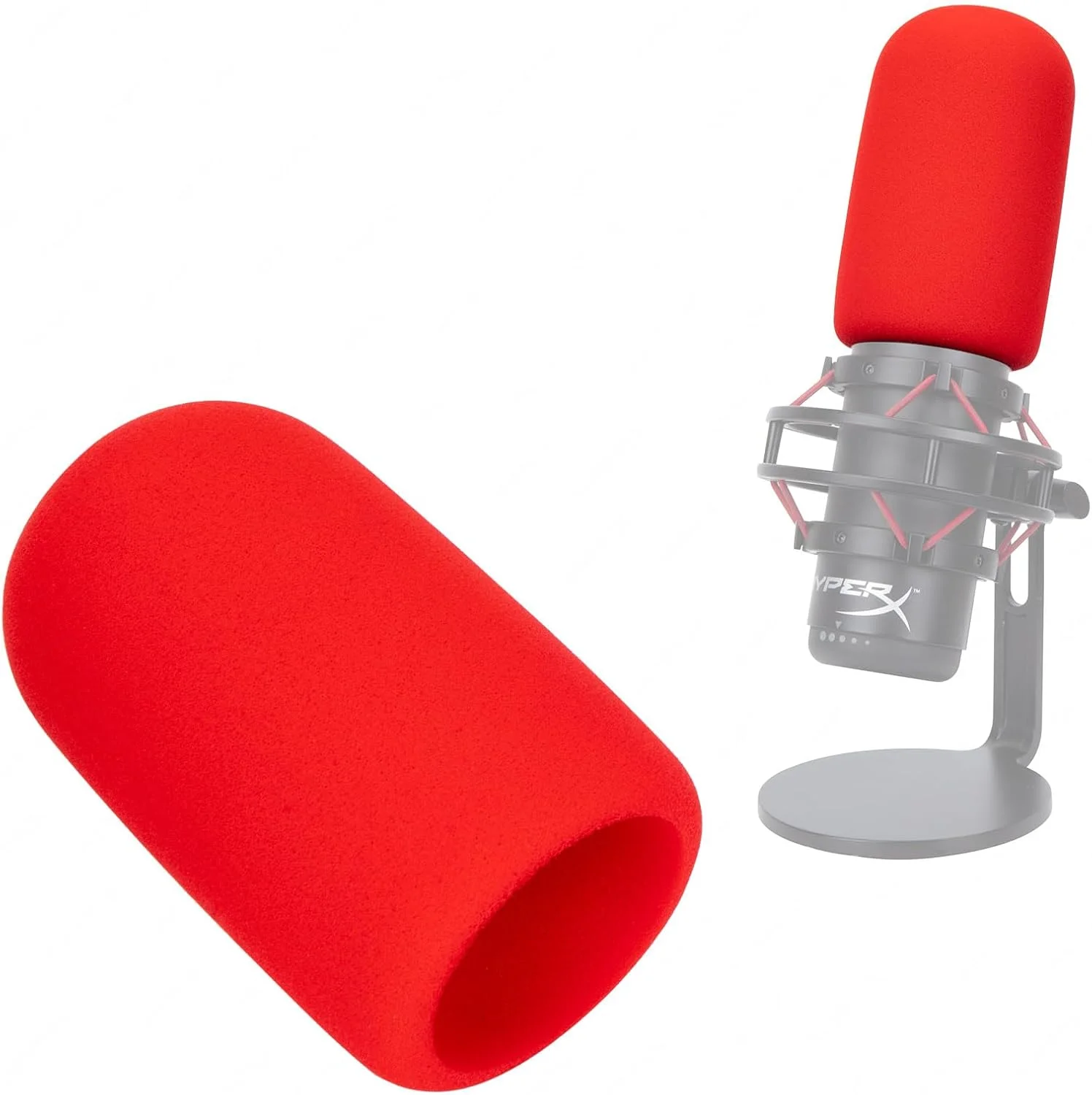 فیلتر پاپ قرمز SUNMON برای HyperX QuadCast - روکش فوم میکروفون کاهش نویز، فیلتر پاپ Hyper x بهبود کیفیت صدا، محافظ باد میکروفون سازگار با میکروفون HyperX QuadCast S