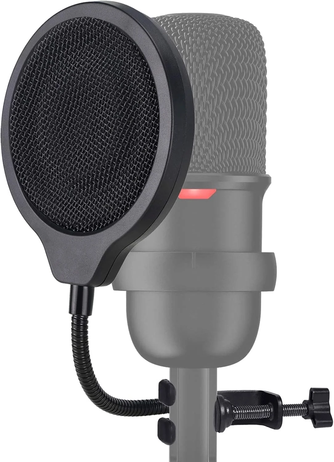 محافظ پاپ فیلتر میکروفون SUNMON SoloCast برای میکروفون HyperX SoloCast، محافظ بادگیر 3 لایه 4 اینچی با گیره گردنی انعطاف پذیر 360 درجه