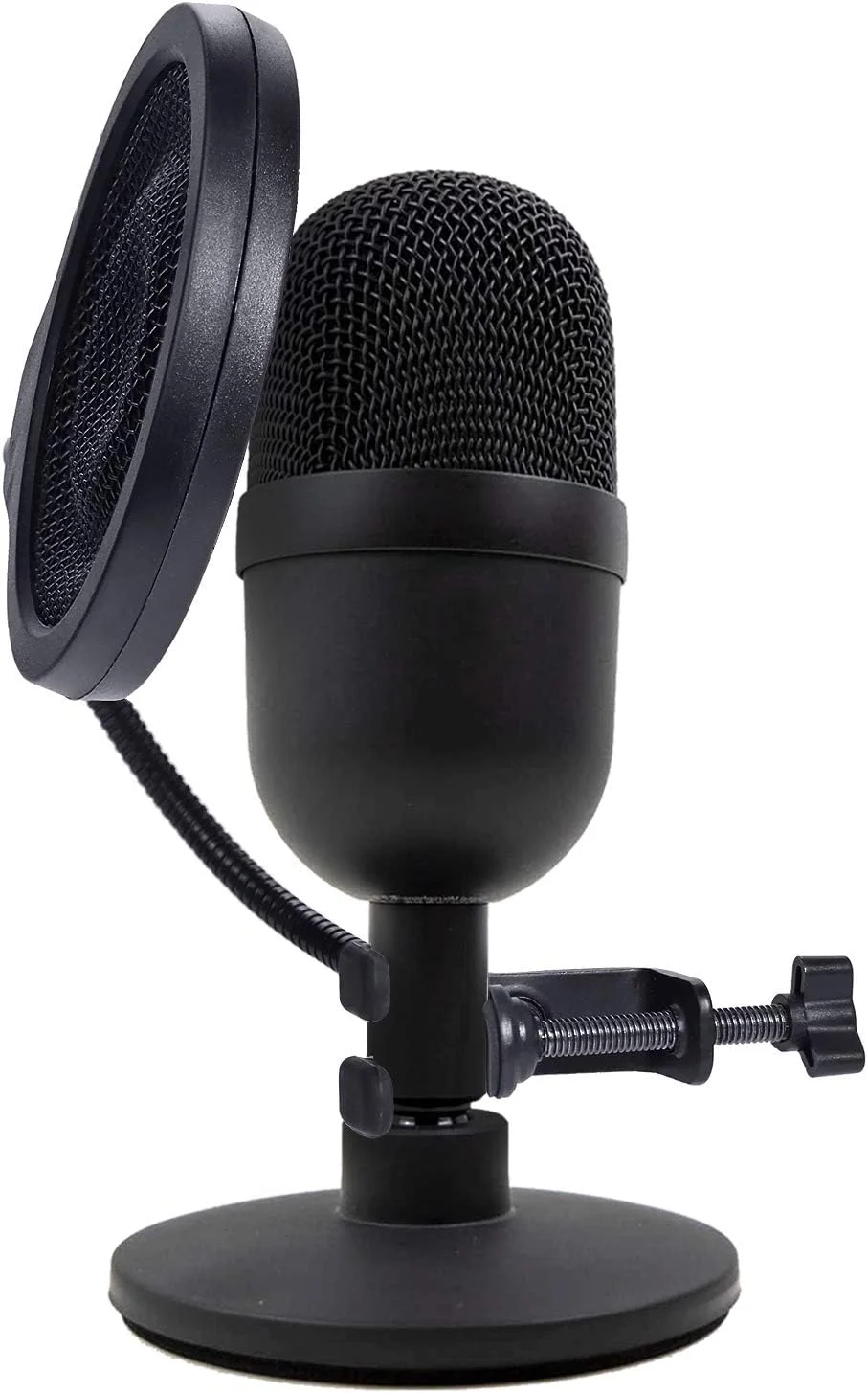 محافظ پاپ فیلتر میکروفون SUNMON Seiren Mini برای میکروفون Razer Seiren Mini، محافظ بادگیر 3 لایه 4 اینچی با گیره گردنی انعطاف پذیر 360 درجه