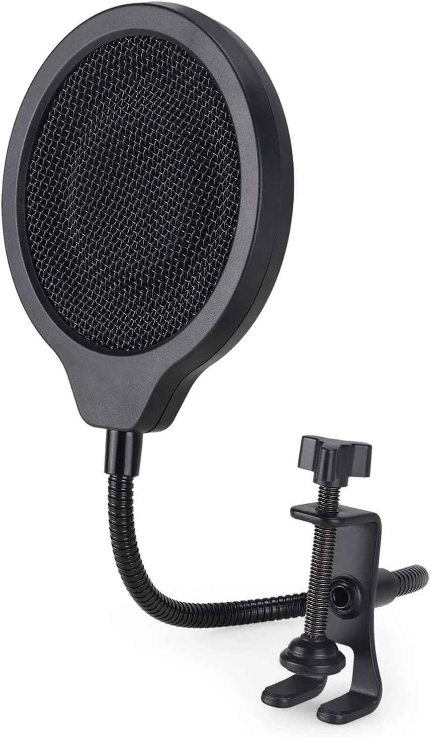 محافظ پاپ فیلتر میکروفون SUNMON Seiren Mini برای میکروفون Razer Seiren Mini، محافظ بادگیر 3 لایه 4 اینچی با گیره گردنی انعطاف پذیر 360 درجه